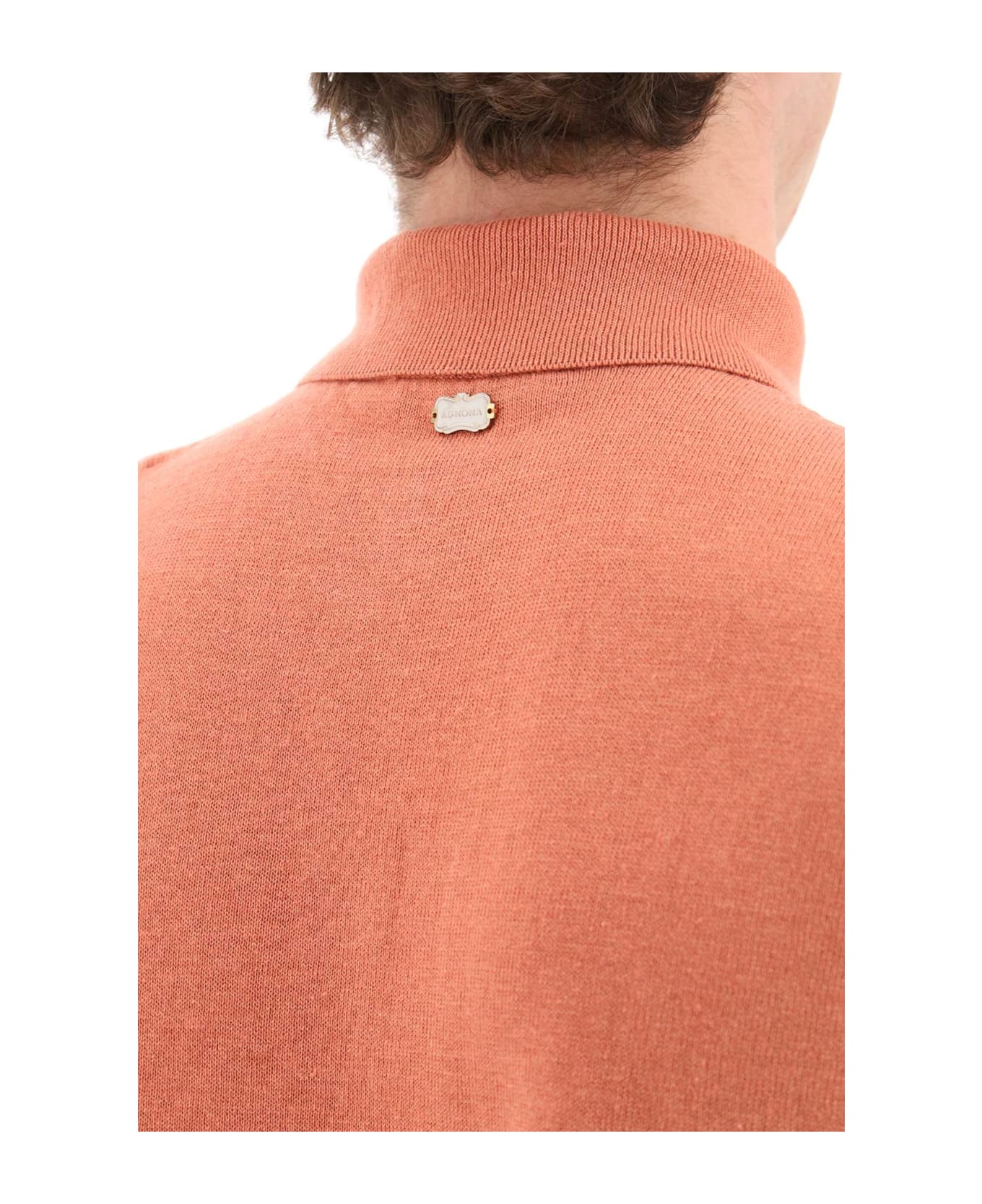 Agnona Linen And Cotton Jersey Polo - CORAL (Red) ポロシャツ