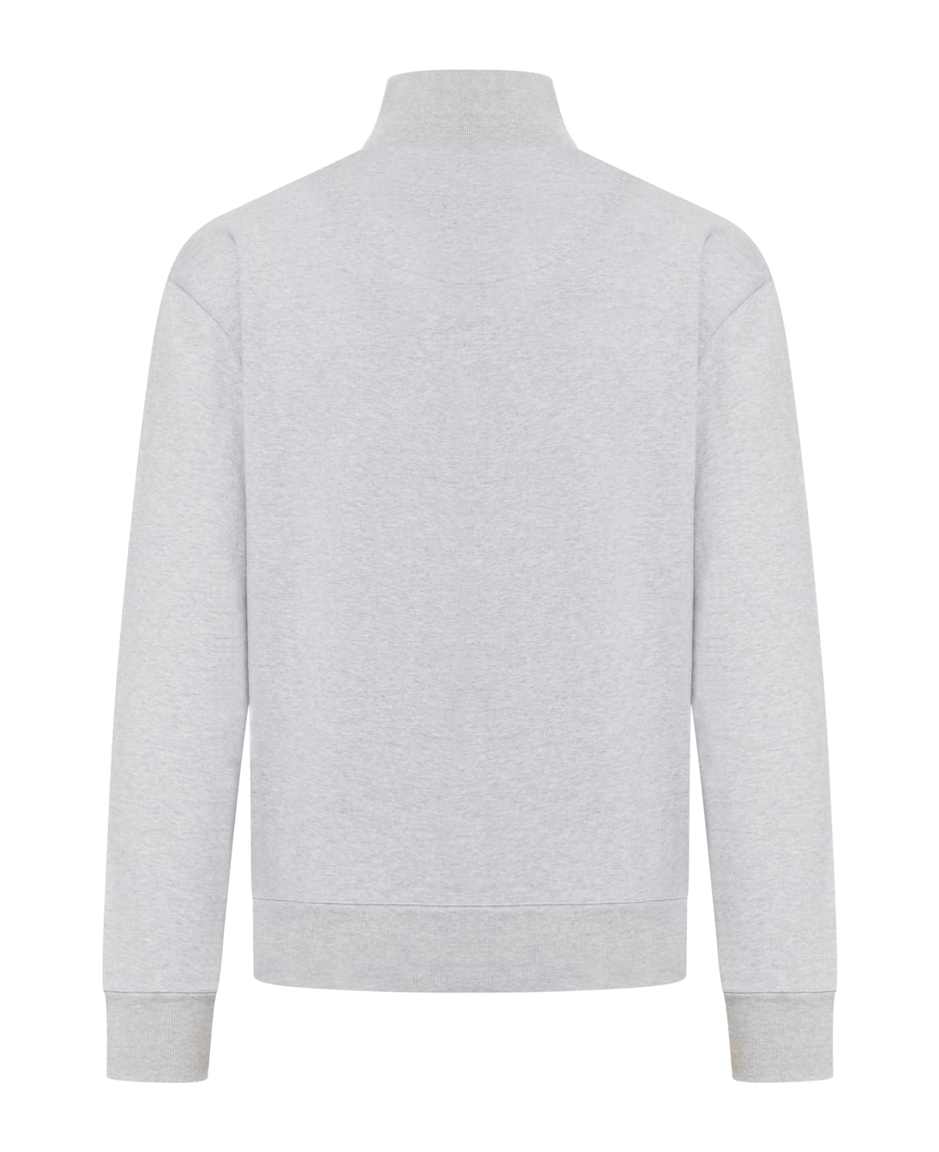 Maison Kitsuné Fox Head Patch Comfort Half Zip Sweatshirt - Light Grey Melange
