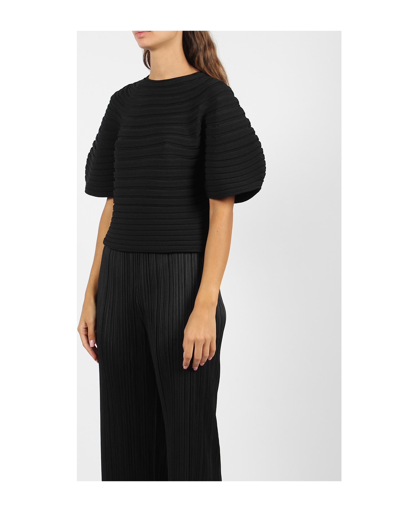 Pleats Please Issey Miyake Bell-shaped Top - Black