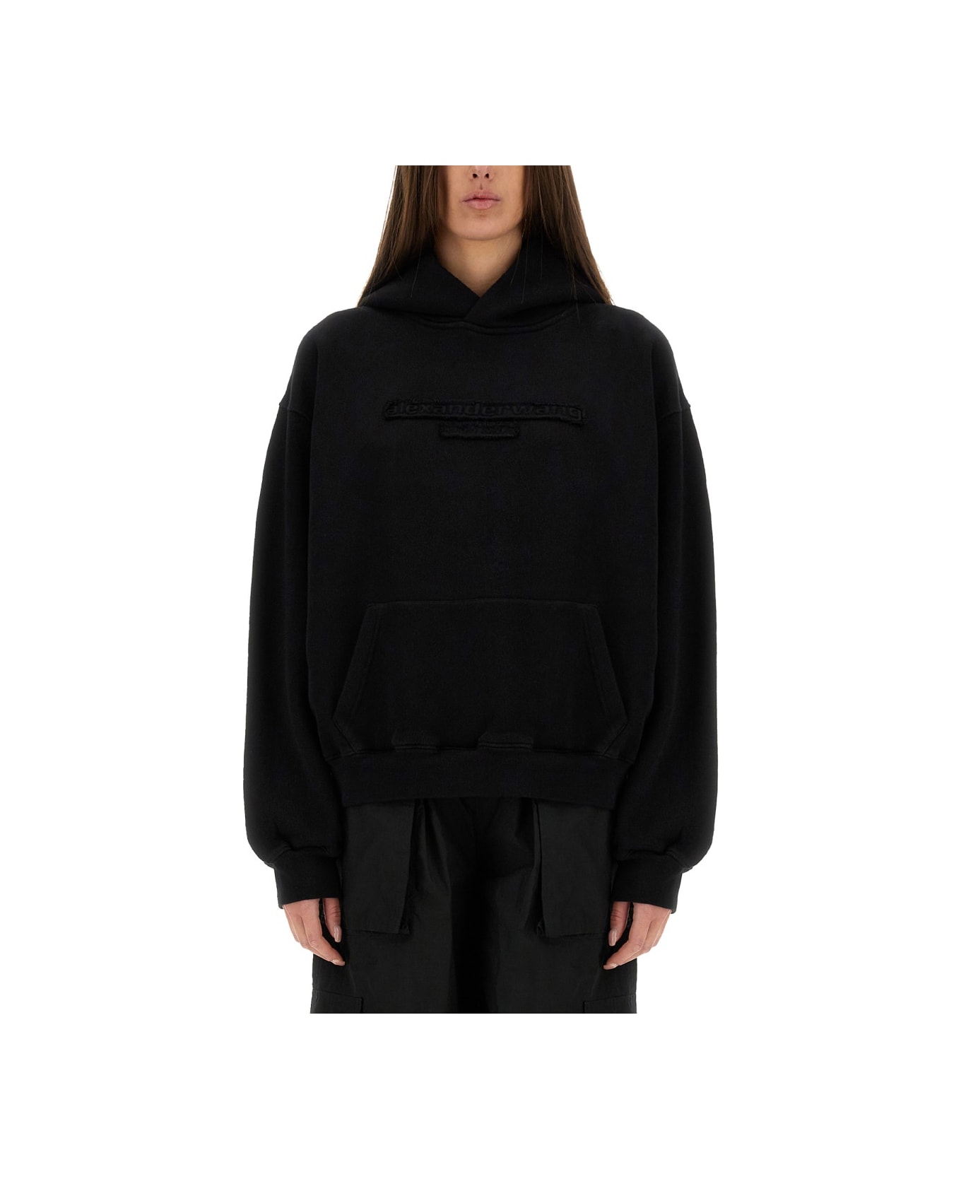 Alexander Wang Sweatshirt With Embossed Logo - BLACK