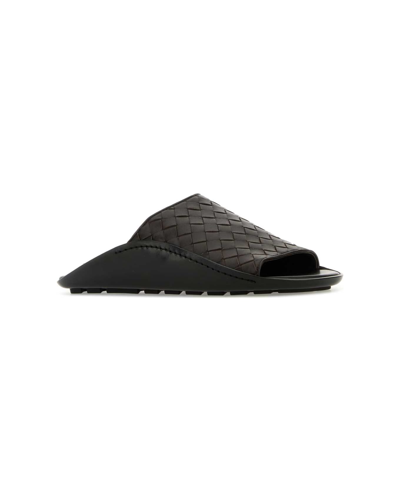 Bottega Veneta Brown Leather Wave Slippers - FONDANT