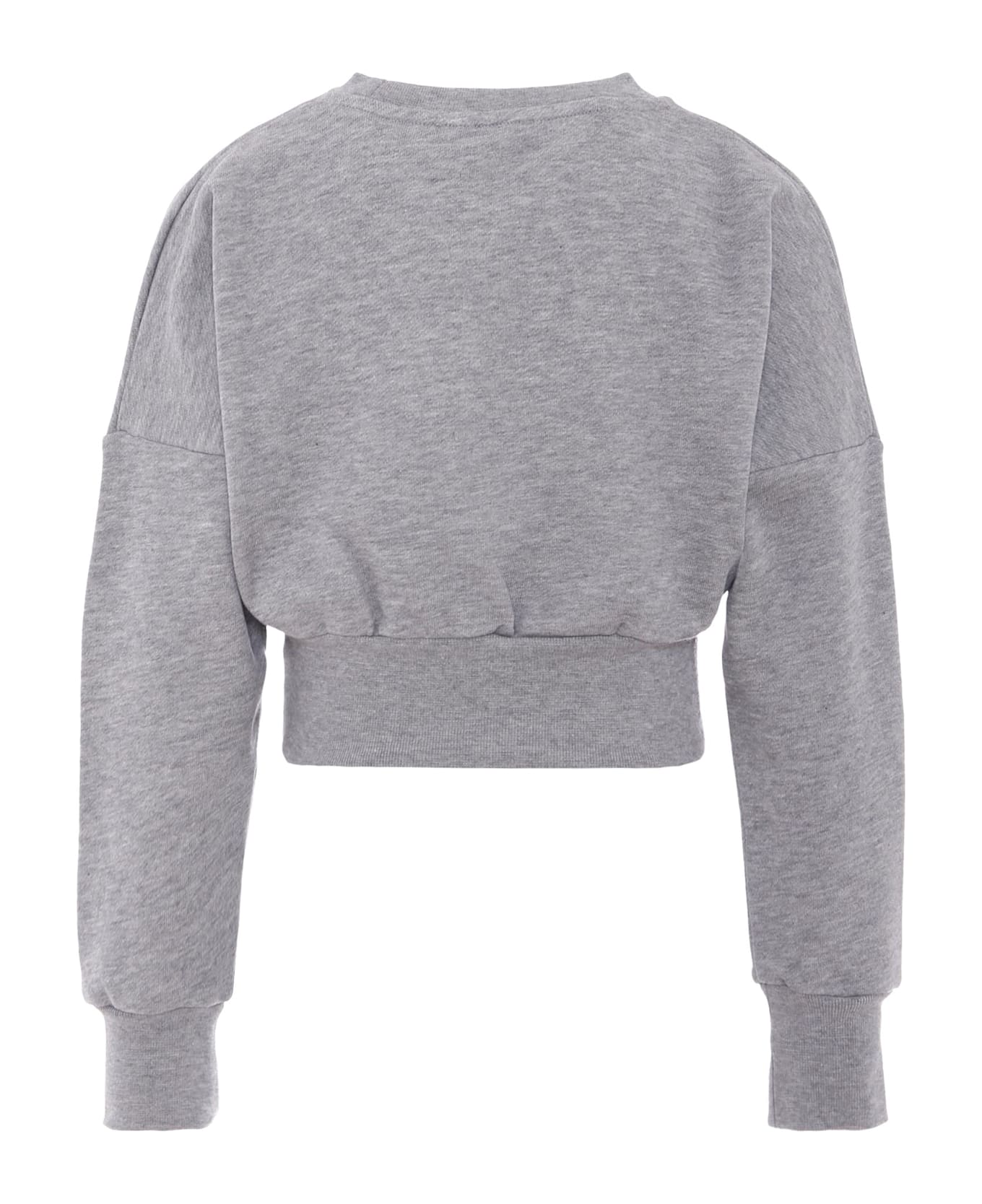 Versace Grey Crop Sweatshirt With Burgundy Logo For Girl - Grey