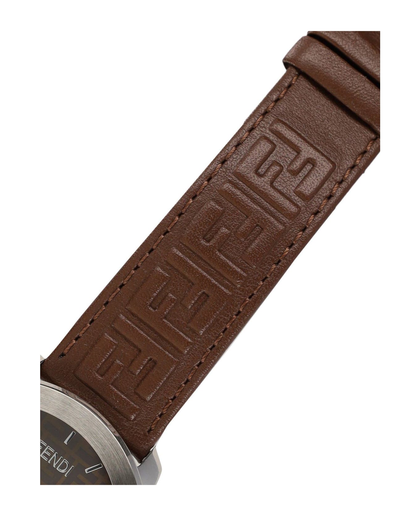 Fendi Logo-detailed Round Watch - Bdr Marrone+nero+marrone