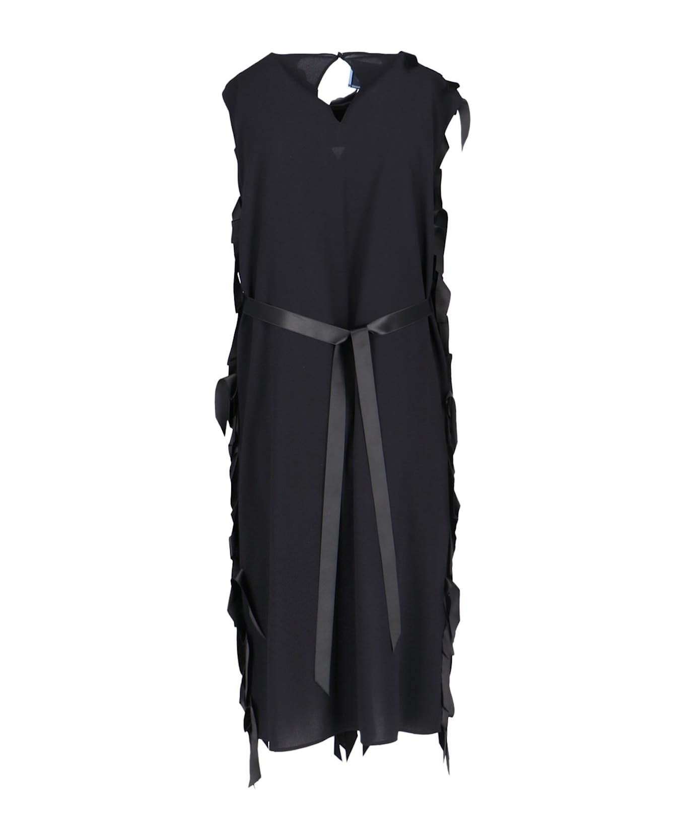 Prada Fringe Detail Maxi Dress - Black