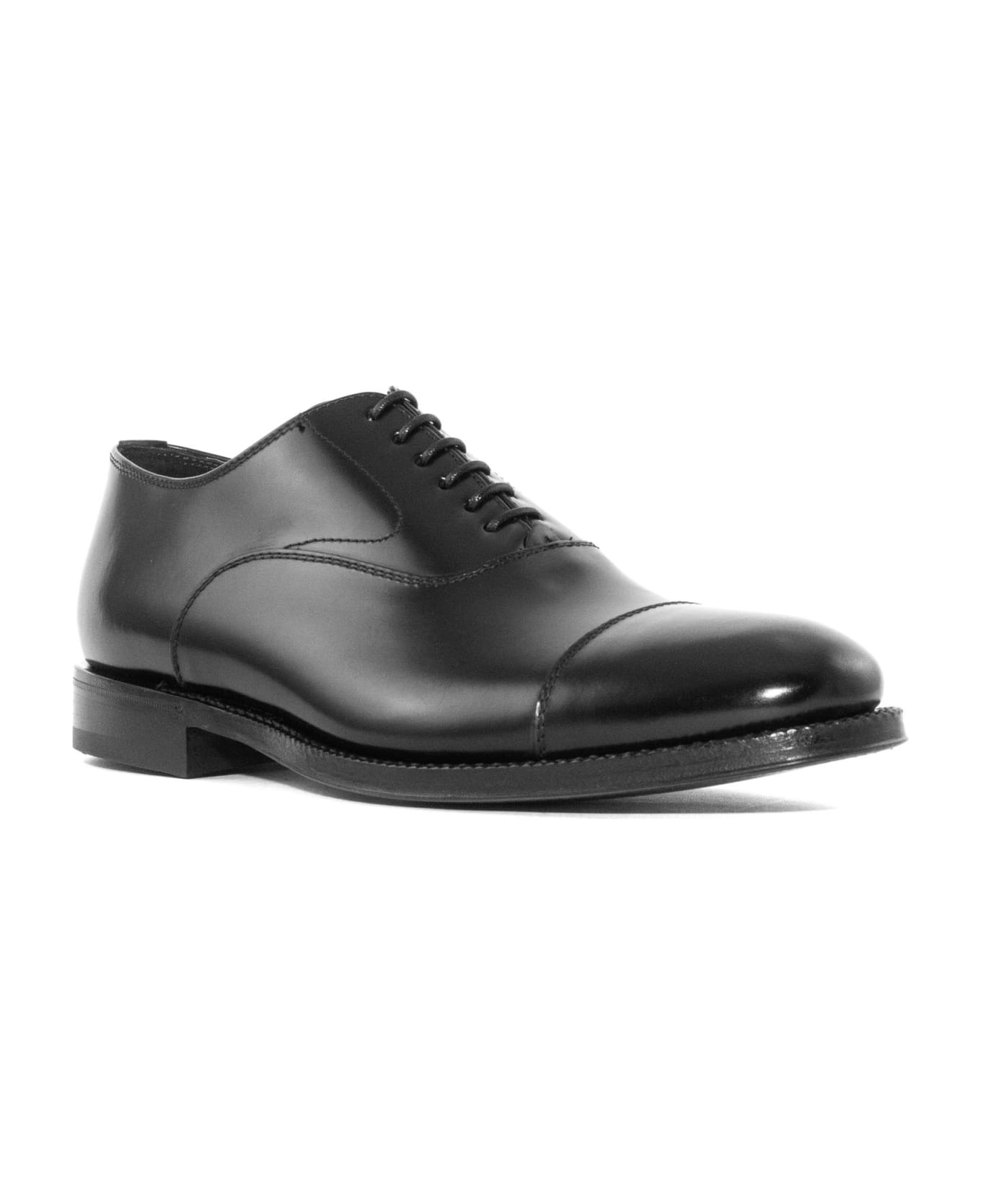 Green George Black Brushed Leather Oxford Shoes - Black ローファー＆デッキシューズ