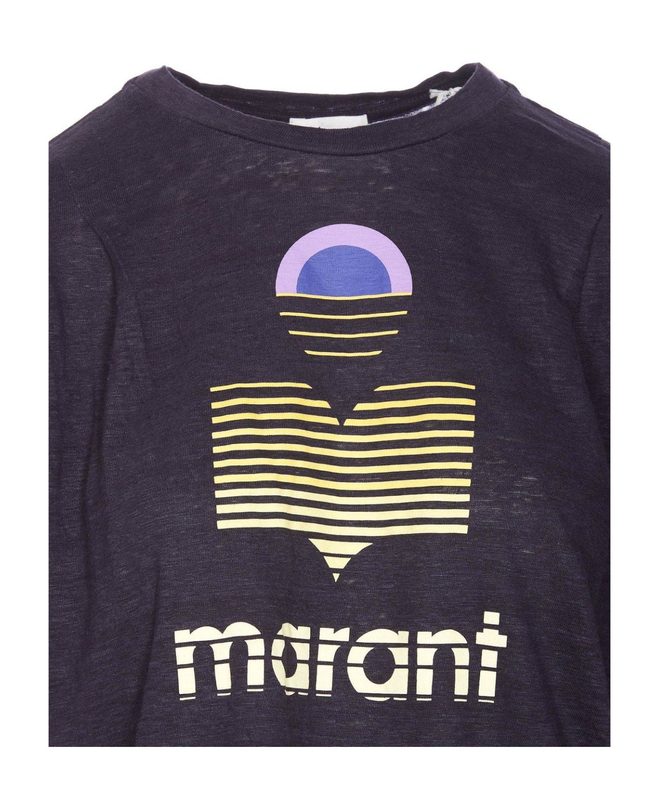 Marant Étoile Logo Printed Cropped T-shirt - Fn Faded Night