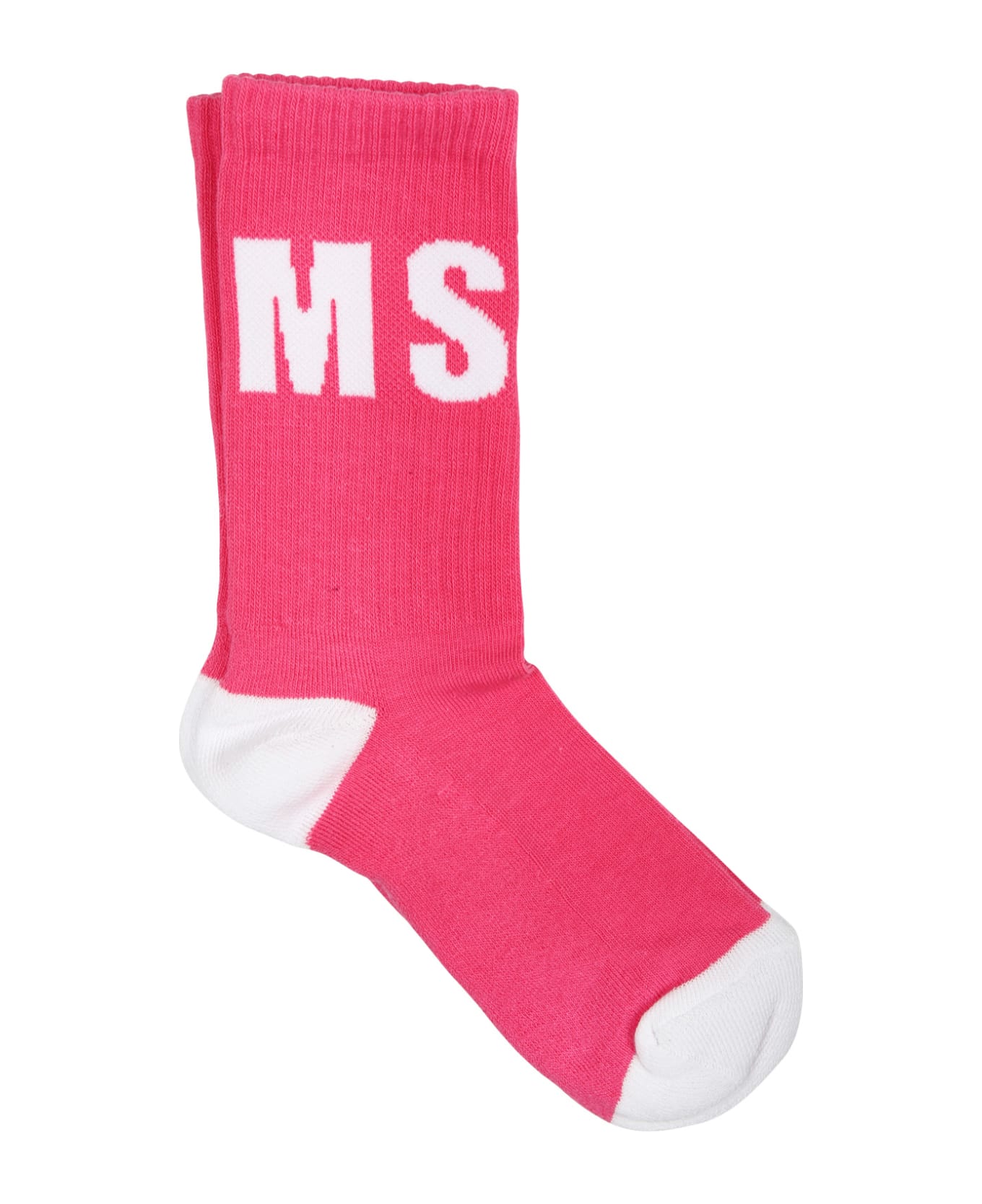 MSGM Fuchsia Socks For Kids With Logo - Fuchsia アンダーウェア