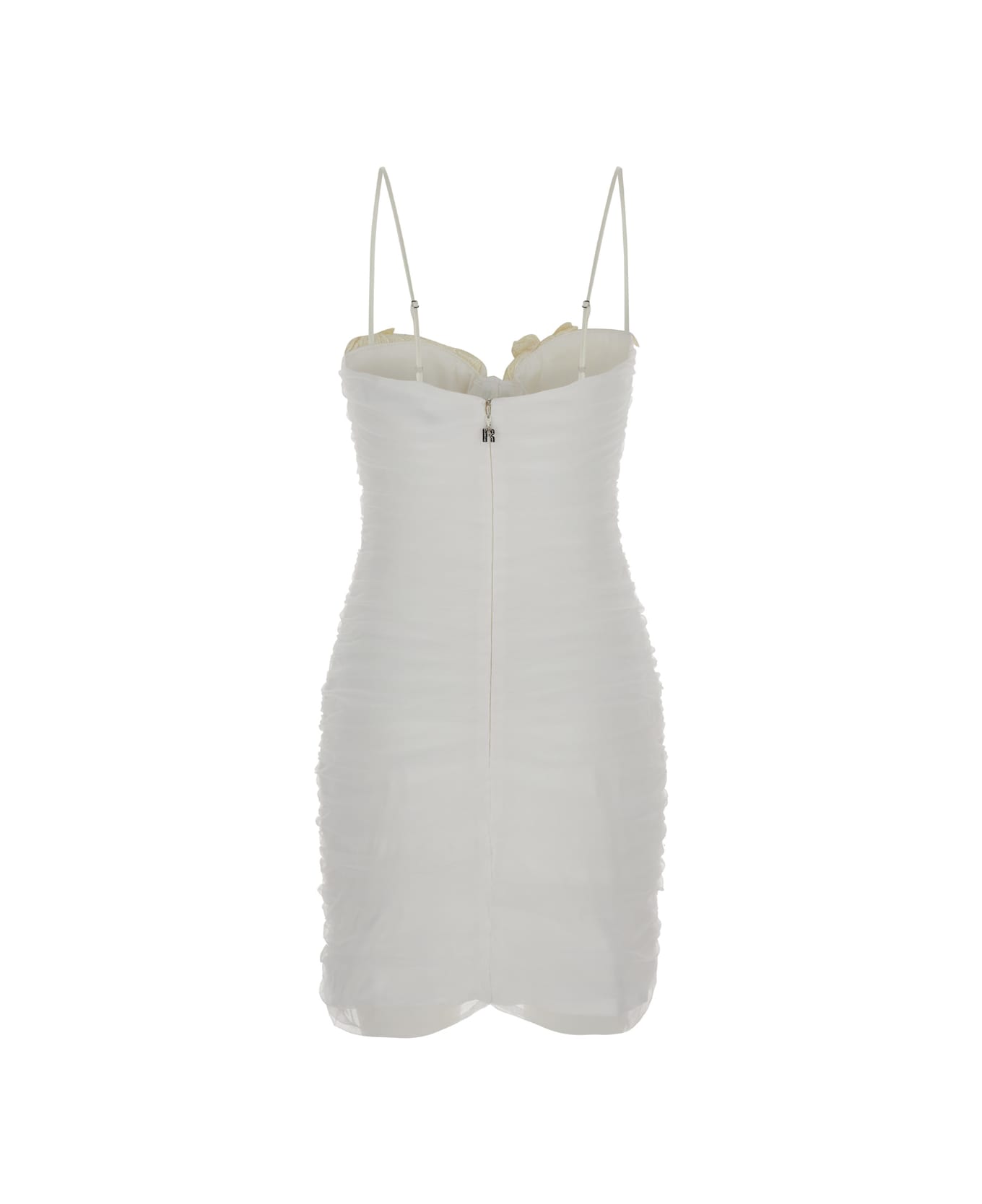 Rotate by Birger Christensen White Pleated Mini Dress In Techno Fabric Woman - White