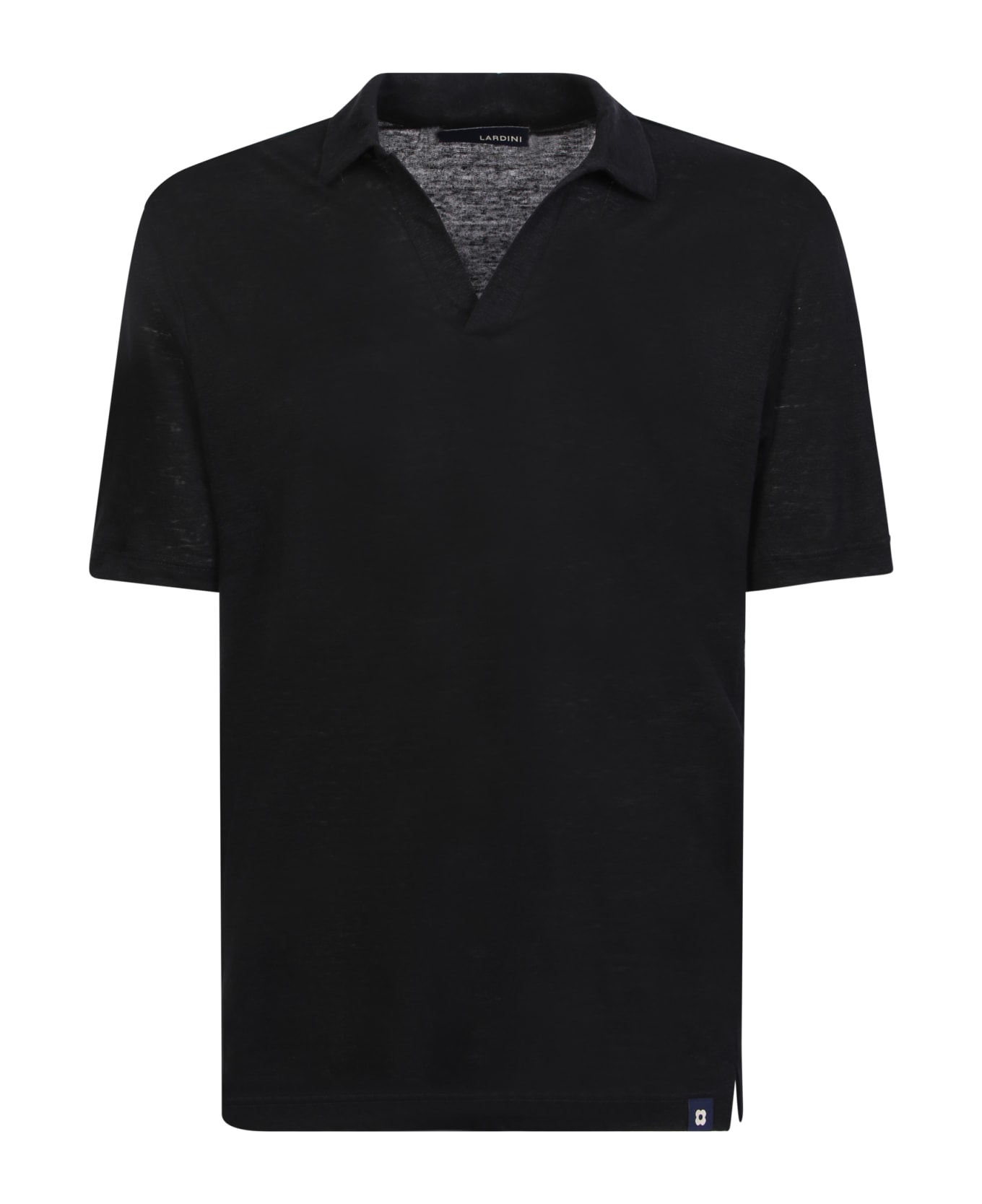 Lardini Linen Polo Black Shirt - Black ポロシャツ