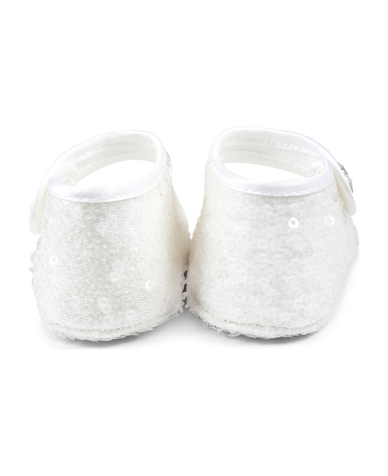 Monnalisa White Ballet Flats For Baby Girl - White