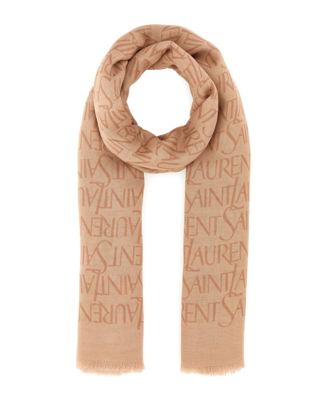 Saint Laurent Printed Modal Blend Scarf - BEIGE LIGHT BROWN