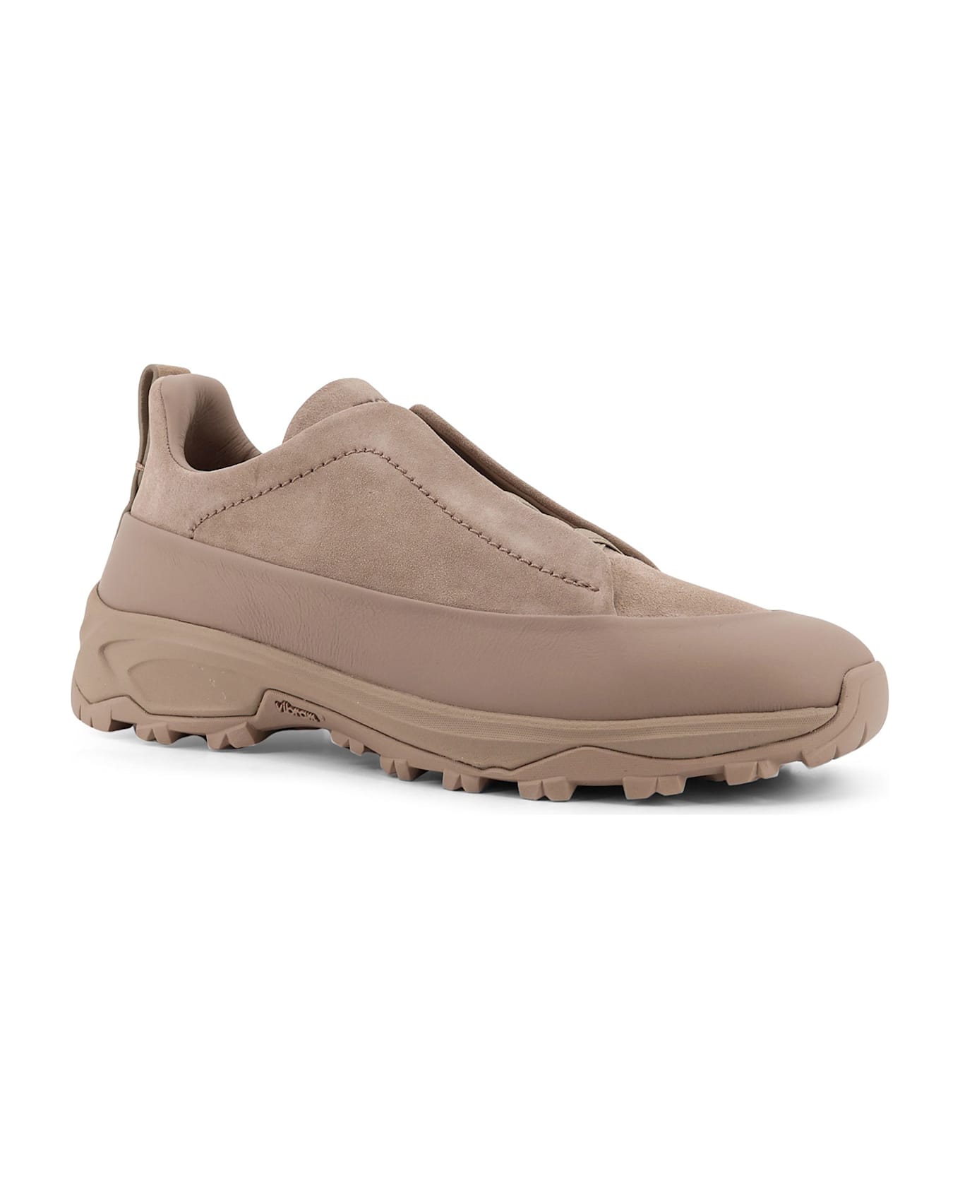 Zegna Triple Stitch Suede Low-top Sneakers - Beige