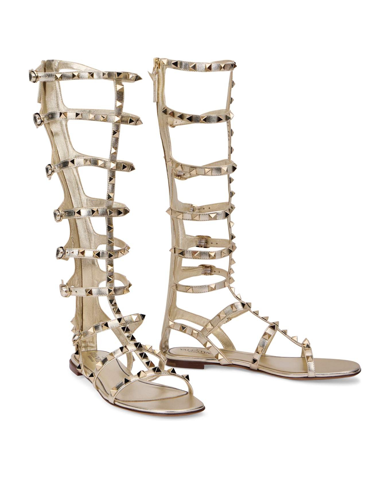 Valentino Garavani Low Leather Sandals - Gold