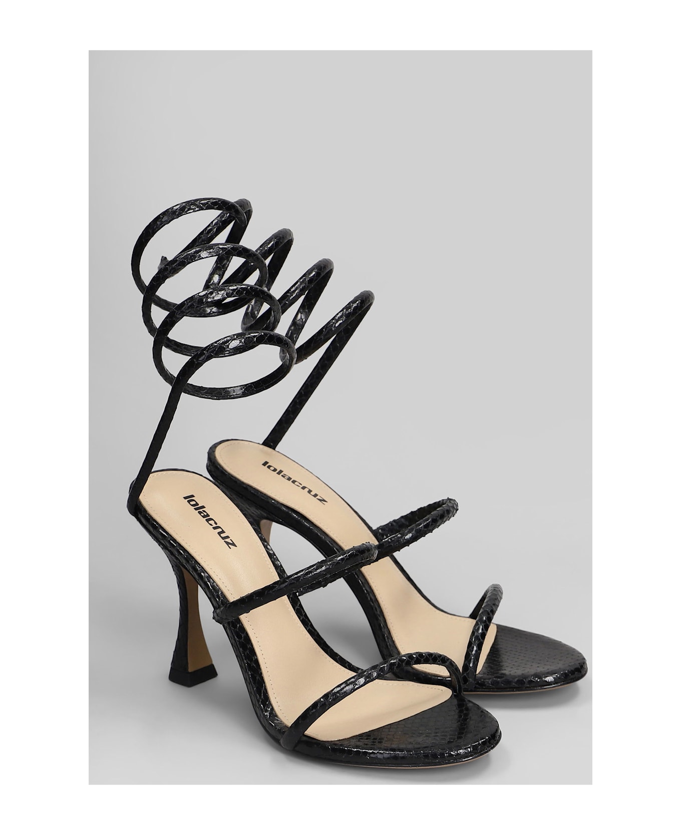Lola Cruz Greta 95 Sandals In Black Leather - black