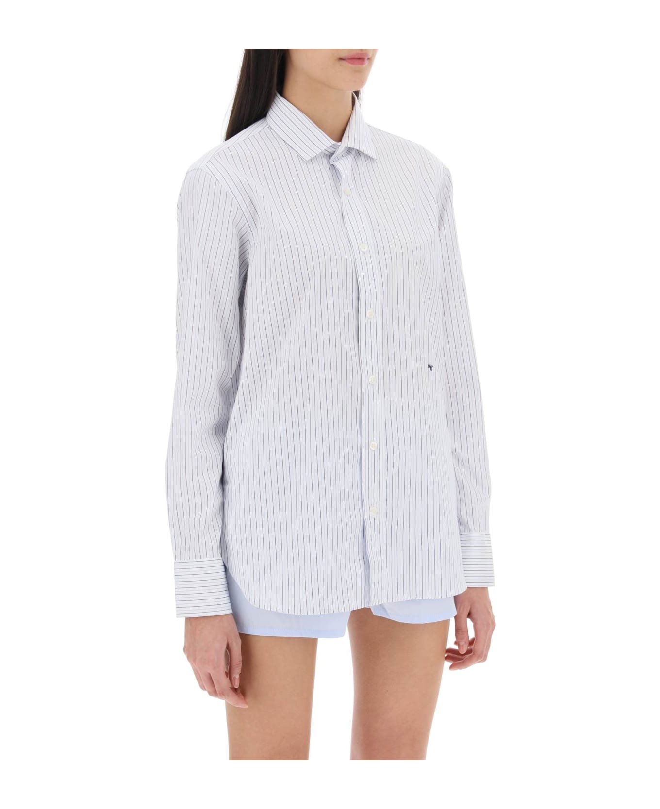 HommeGirls Striped Poplin Shirt - WHITE BLUE (White)