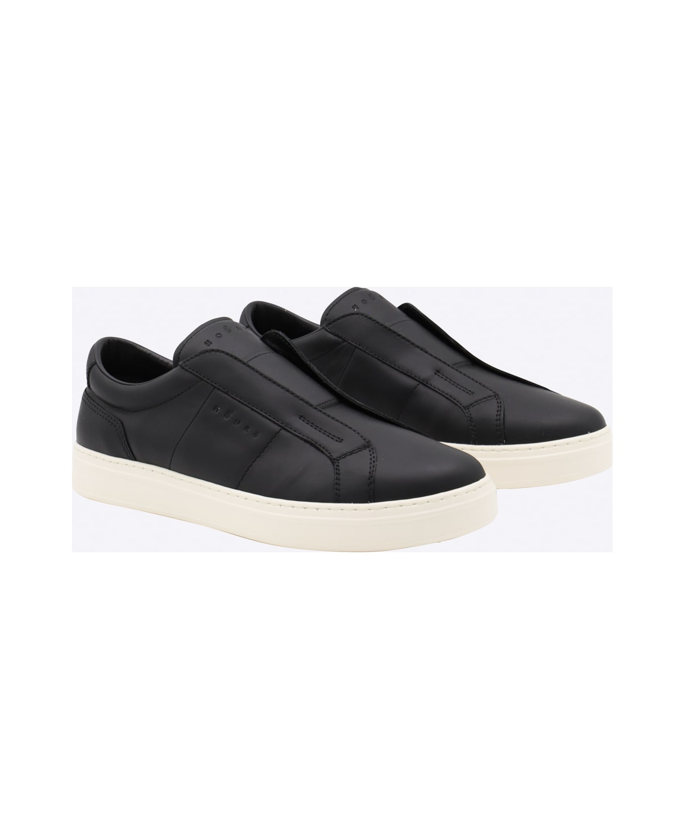 Hogan Black Leather Sneakers - Black