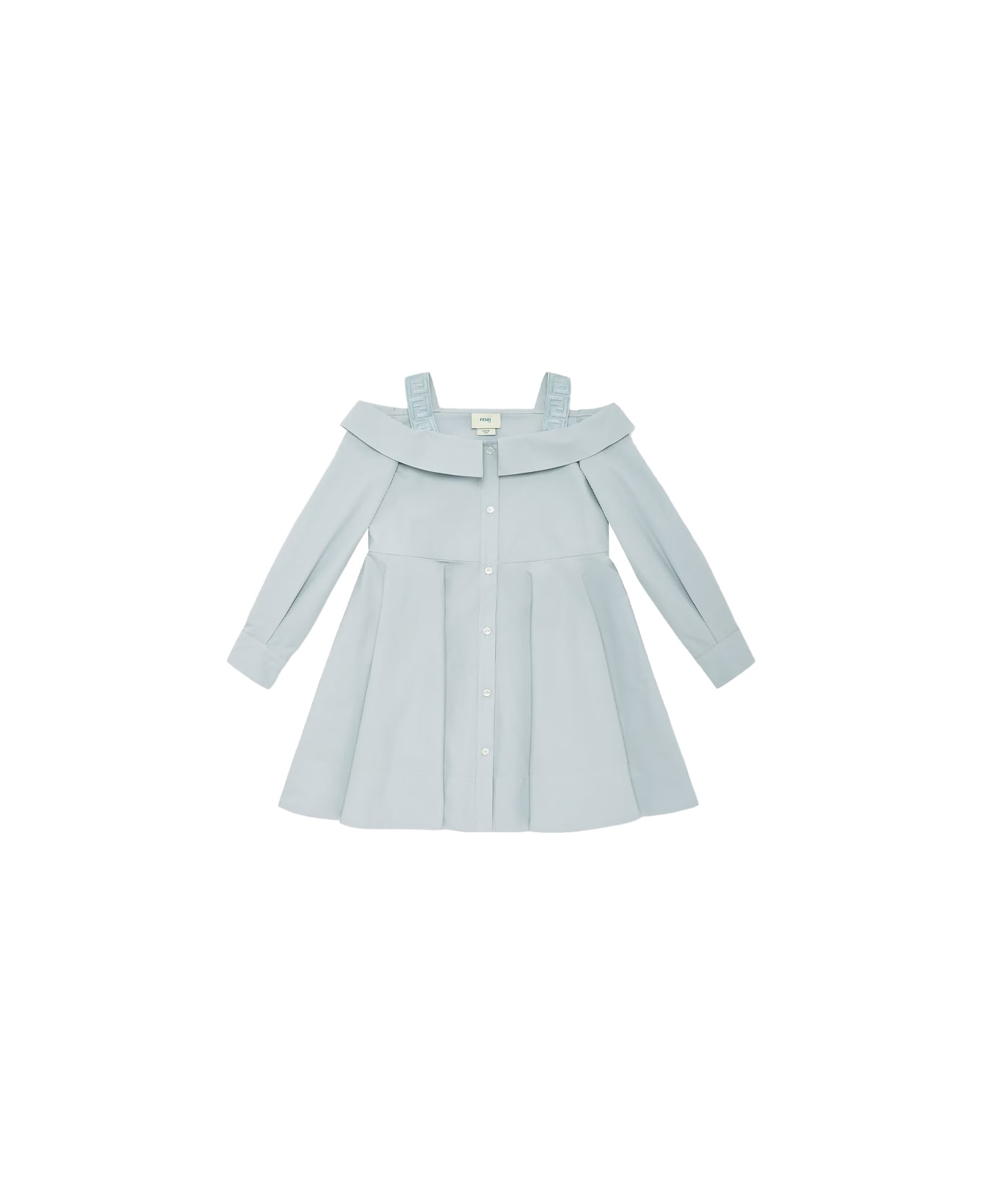 Fendi Pale Blue Poplin Dress - Blue