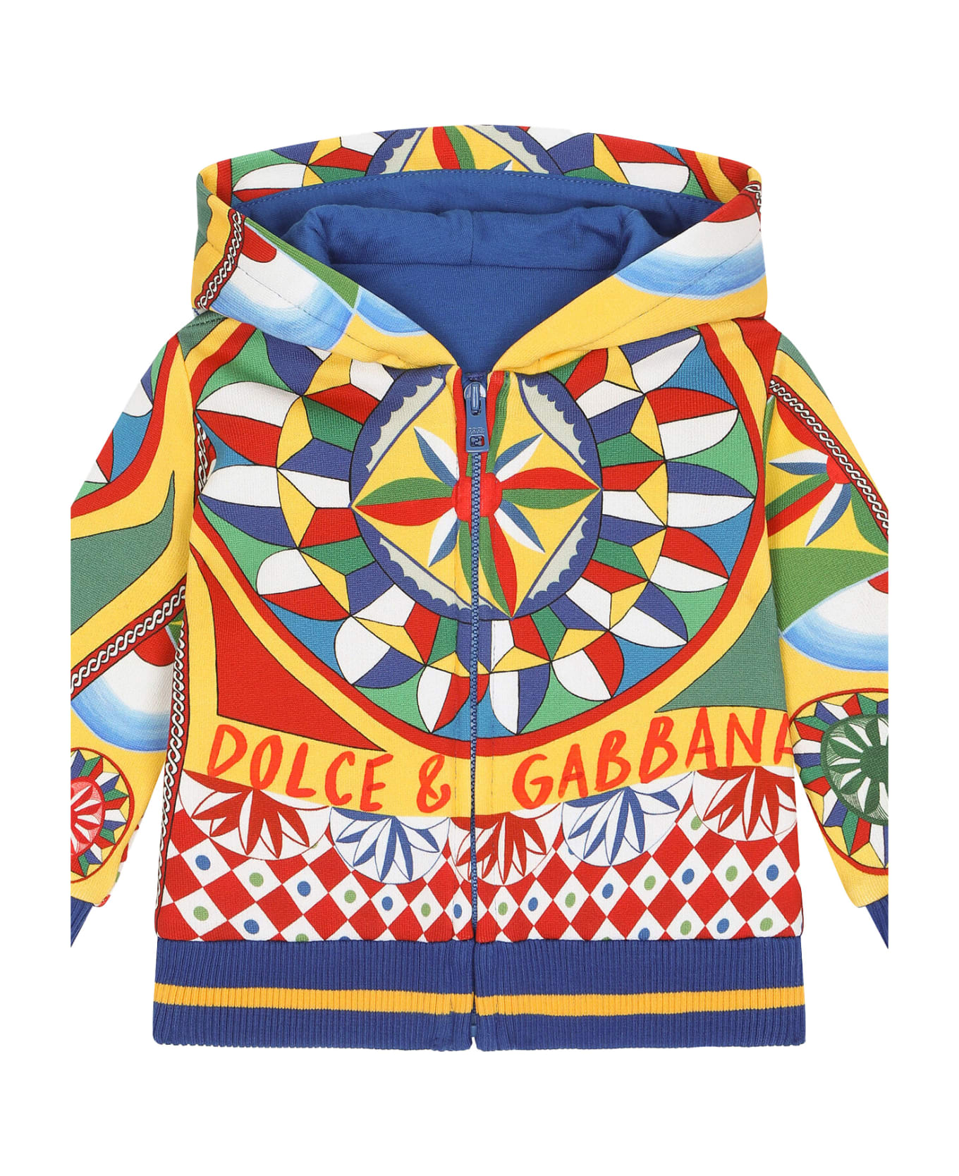 Dolce & Gabbana Cart Print Jersey Hoodie With Zip - Multicolour