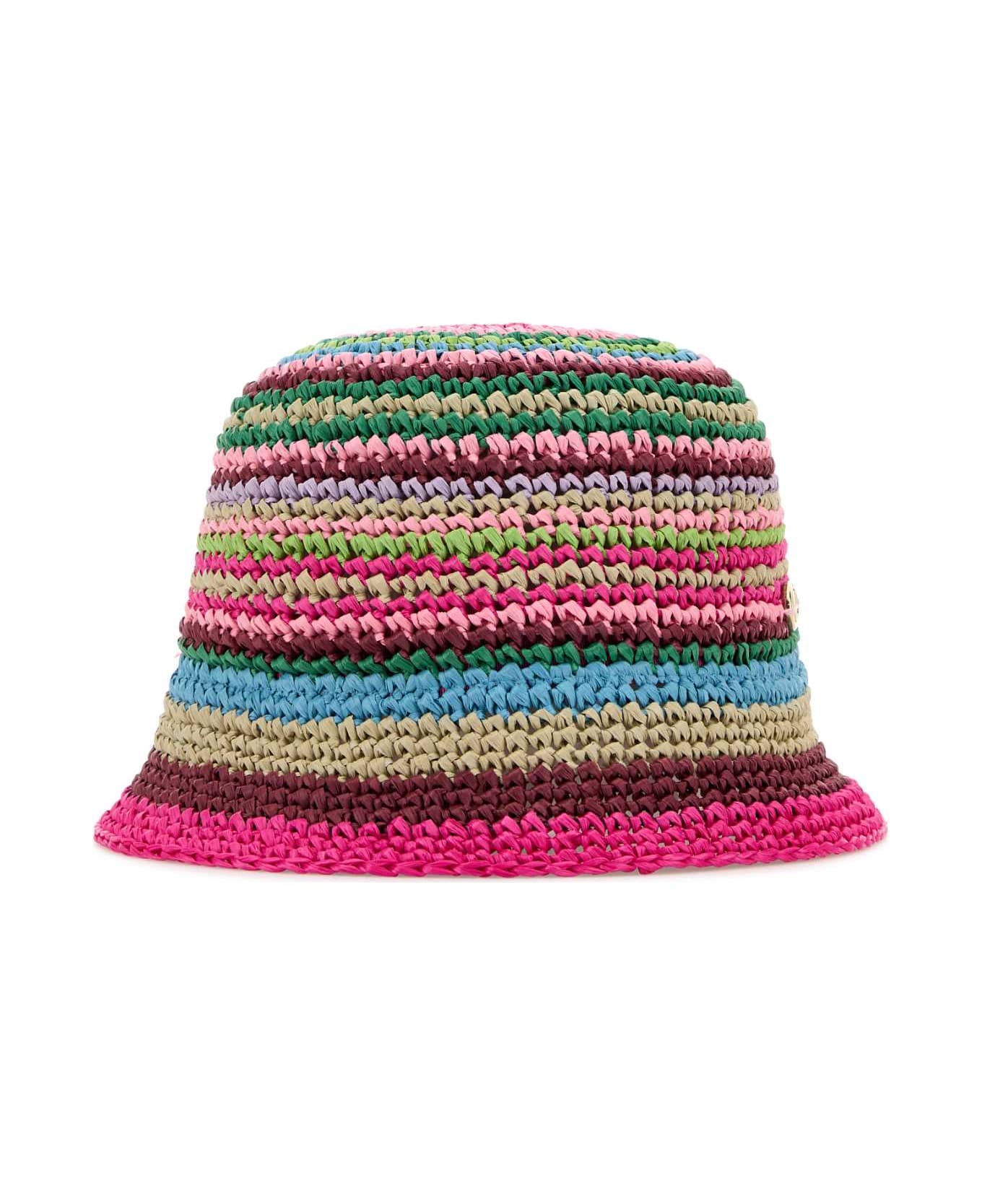 Valentino Garavani Multicolor Raffia Bucket Hat - MULTICOLORORO