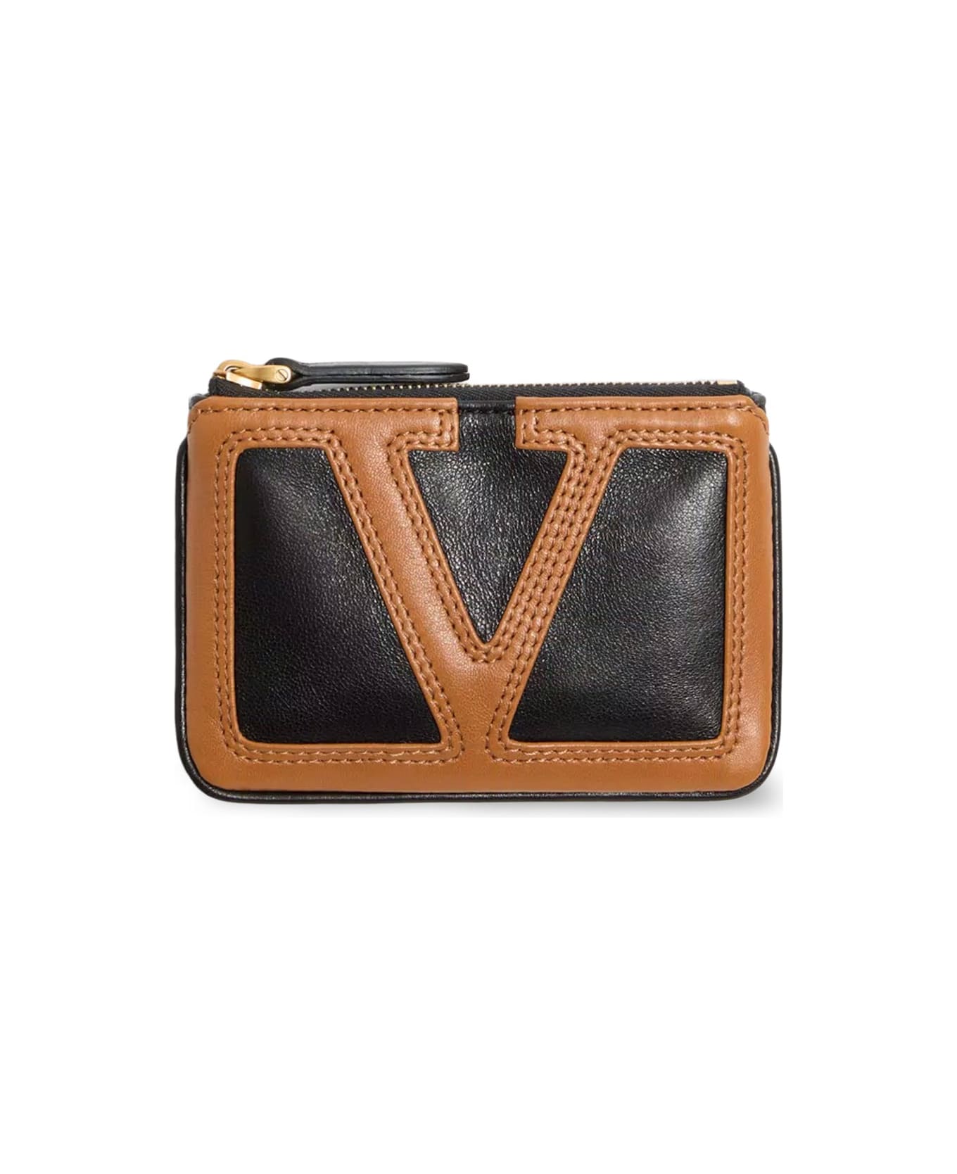 Valentino Garavani Viva Superstar Leather Key Ring - BLACK