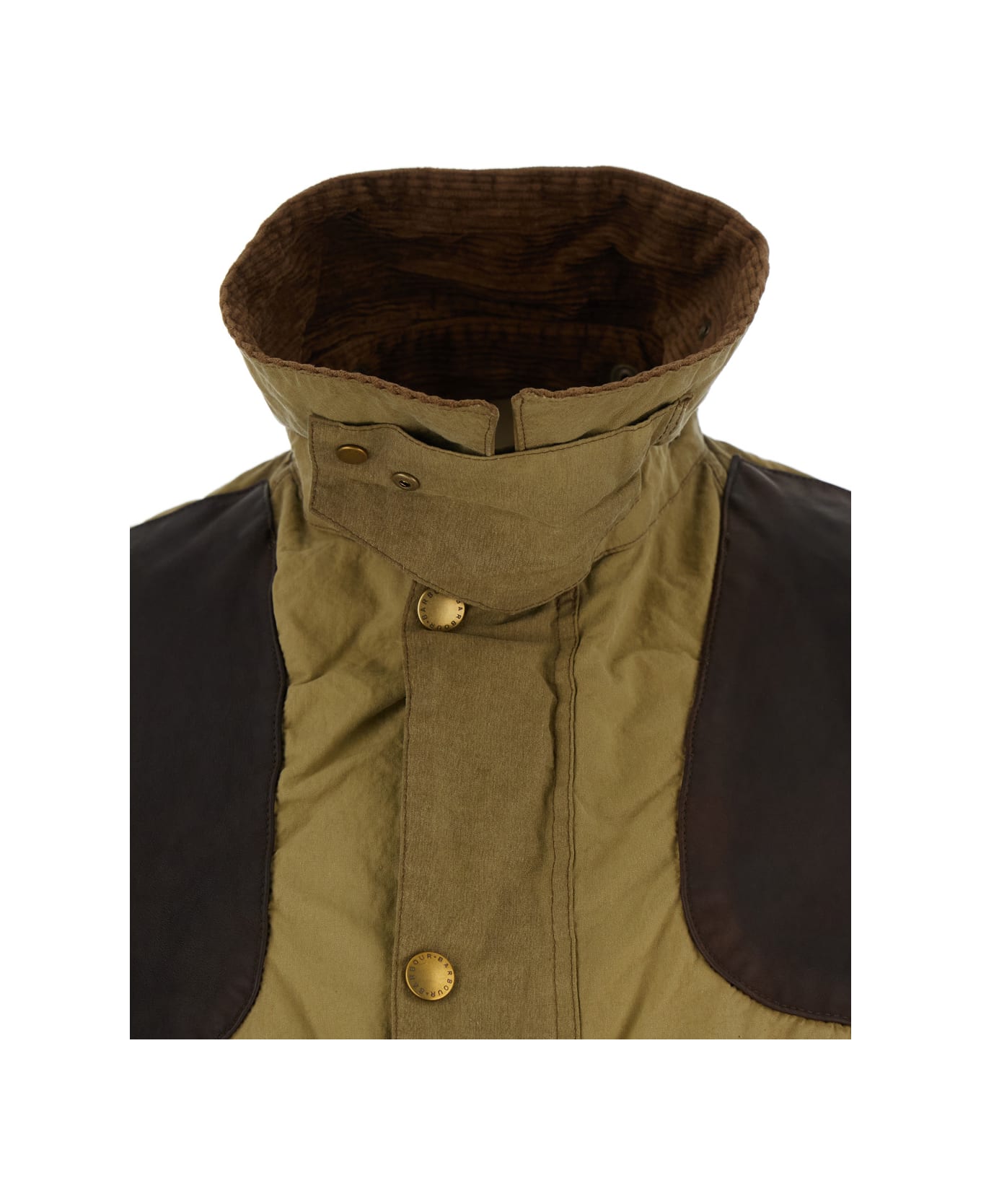 Barbour Beige Jacket With Contrasting Corduroy Collar In Cotton Man - Green