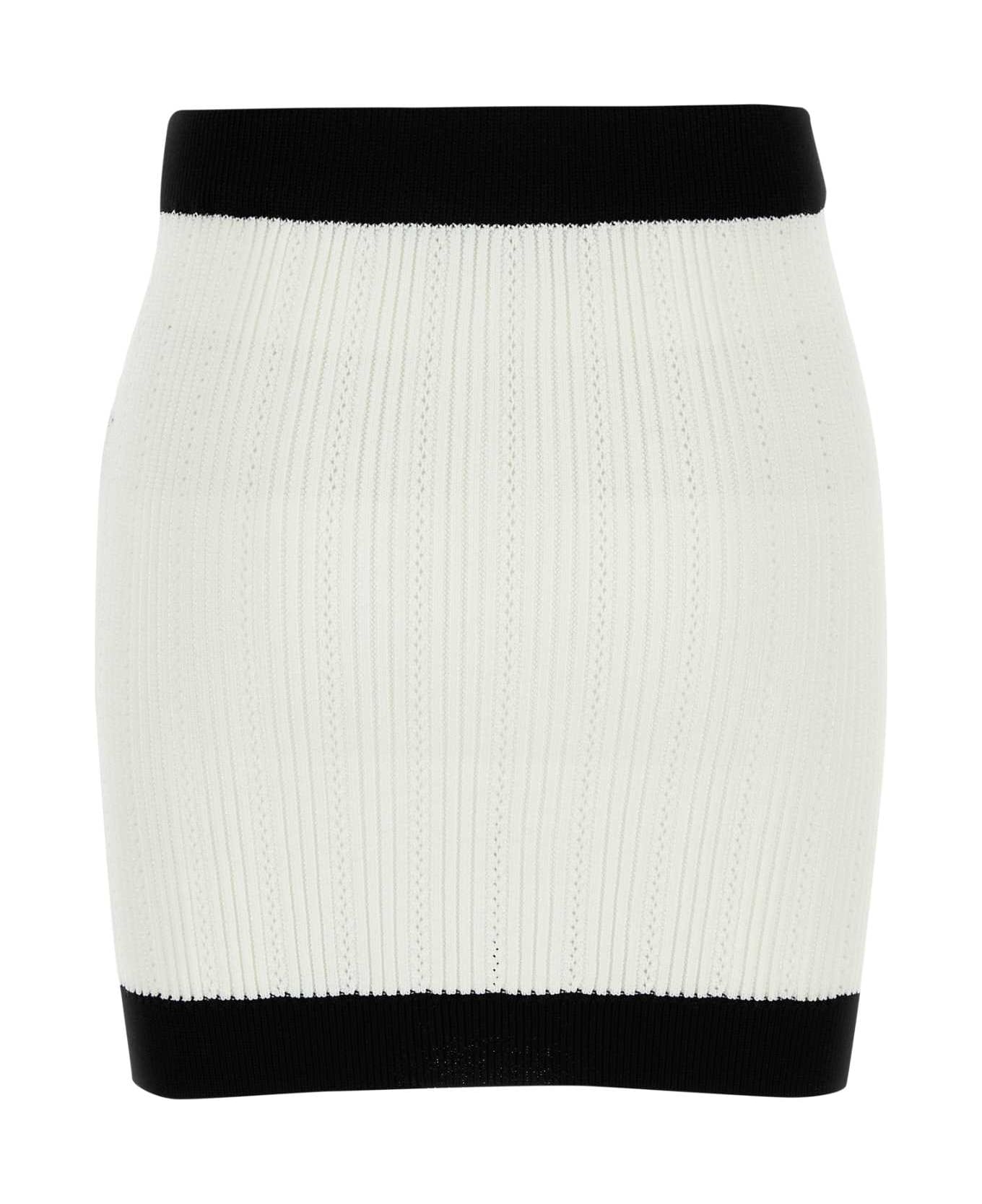 Balmain White Viscose Blend Mini Skirt - BLANCNOIR