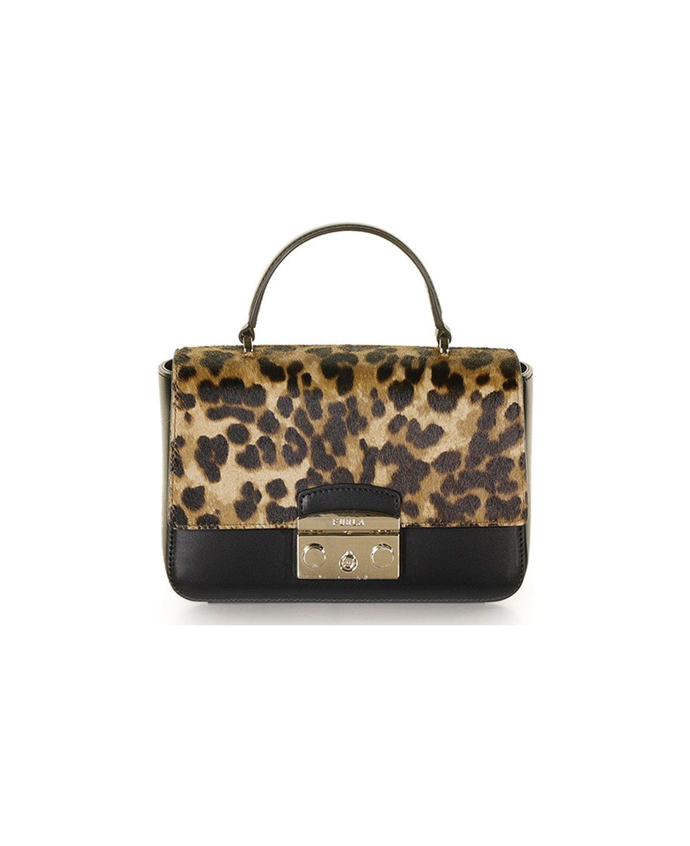 Furla Leopard Printed Mini Handbag - Greige/nero