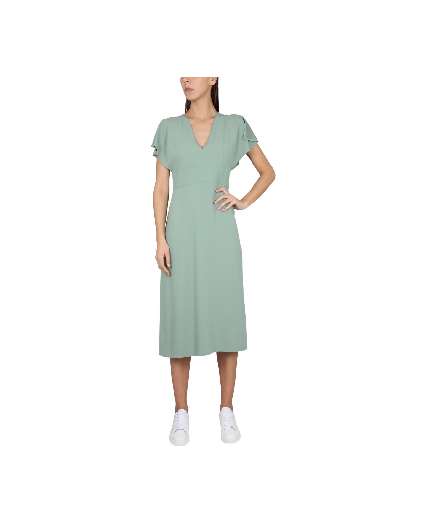 Hugo Boss V-neck Dress - GREEN