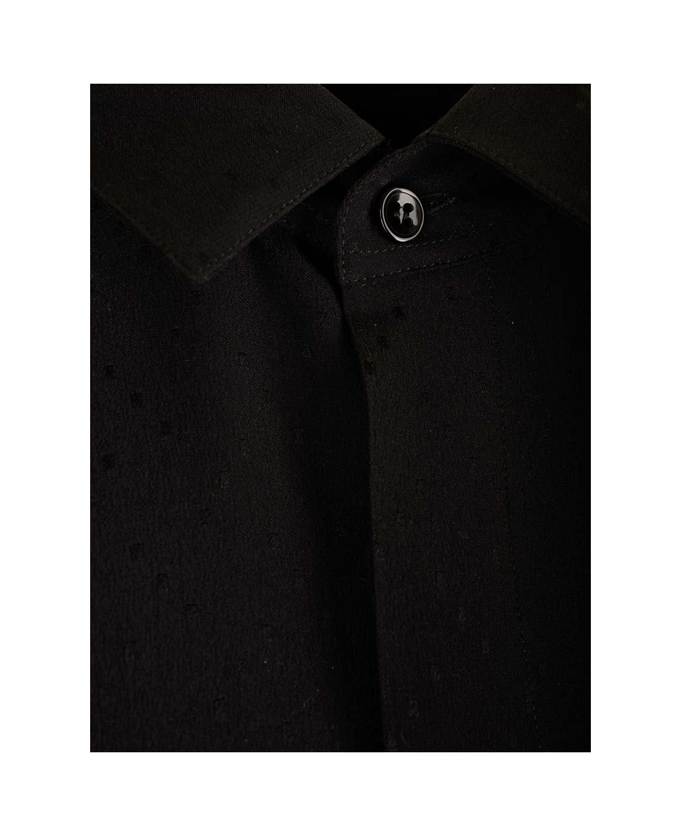 Saint Laurent Plumetis Silk Shirt - Black