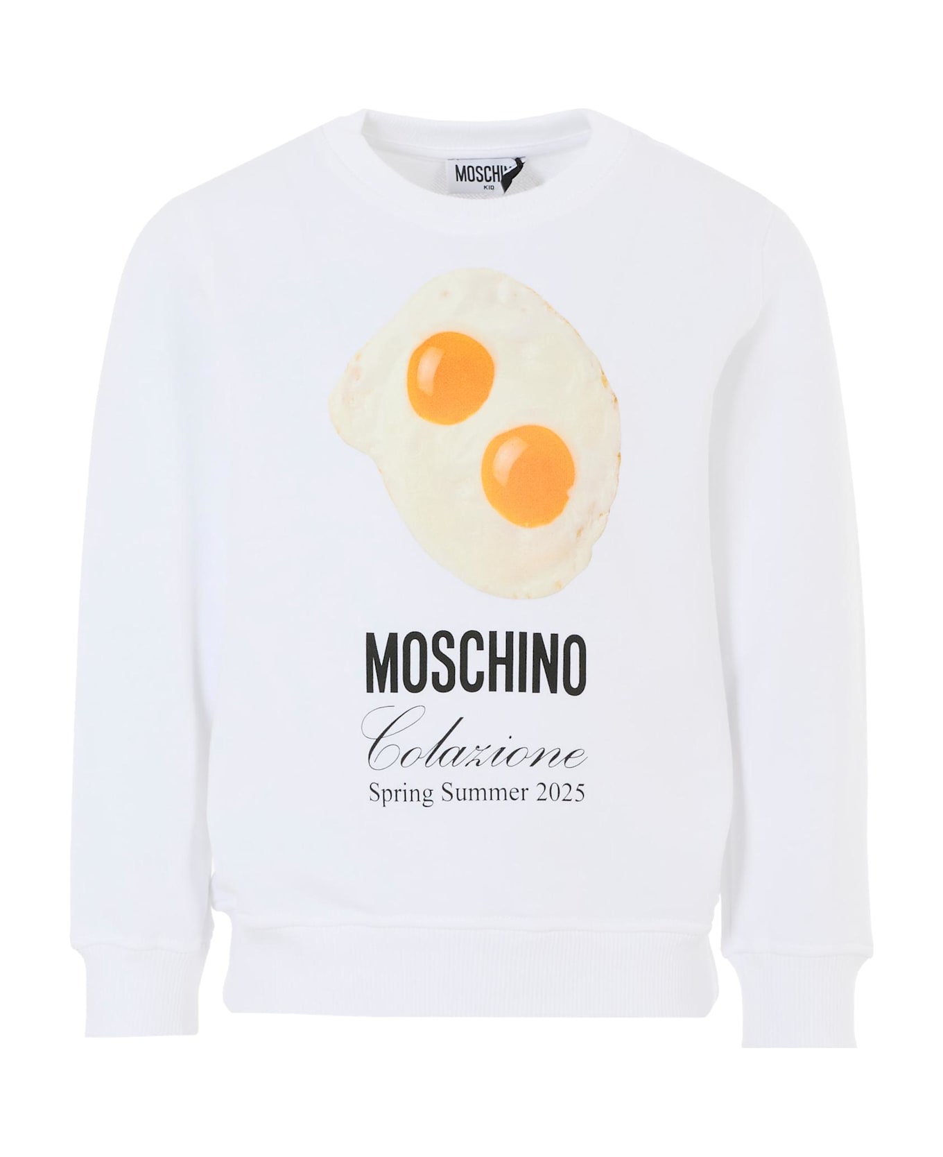 Moschino White Sweatshit For Boy With Egg Print - White