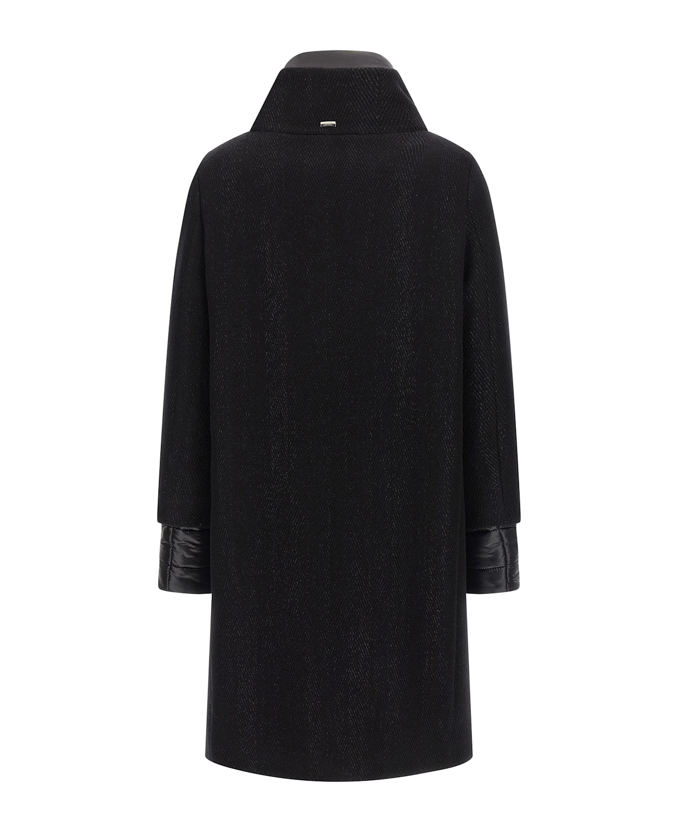 Herno Lamé Thread And Wool Coat - Black  