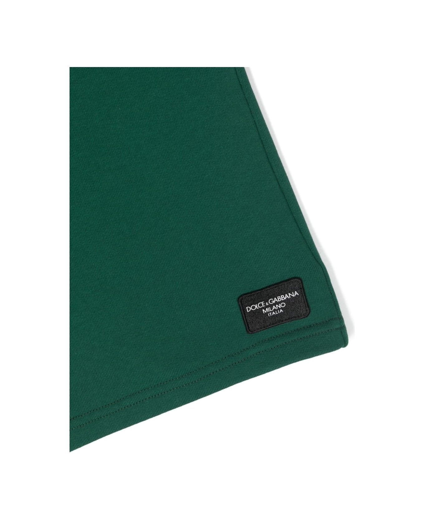 Dolce & Gabbana Green Jersey Bermuda Shorts With Logo Plaque - Green