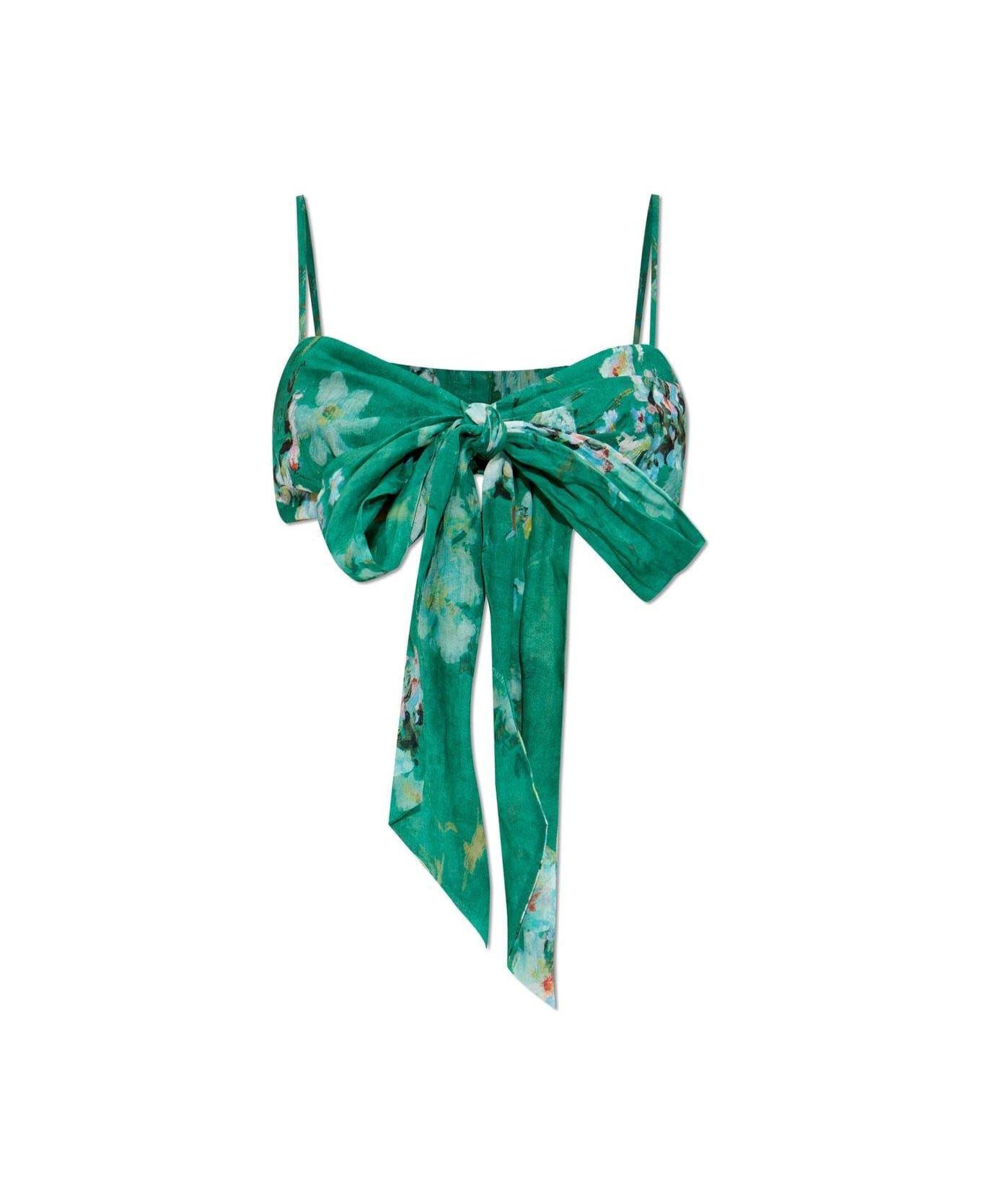 Zimmermann Everley Draped Bow Bralette - Green