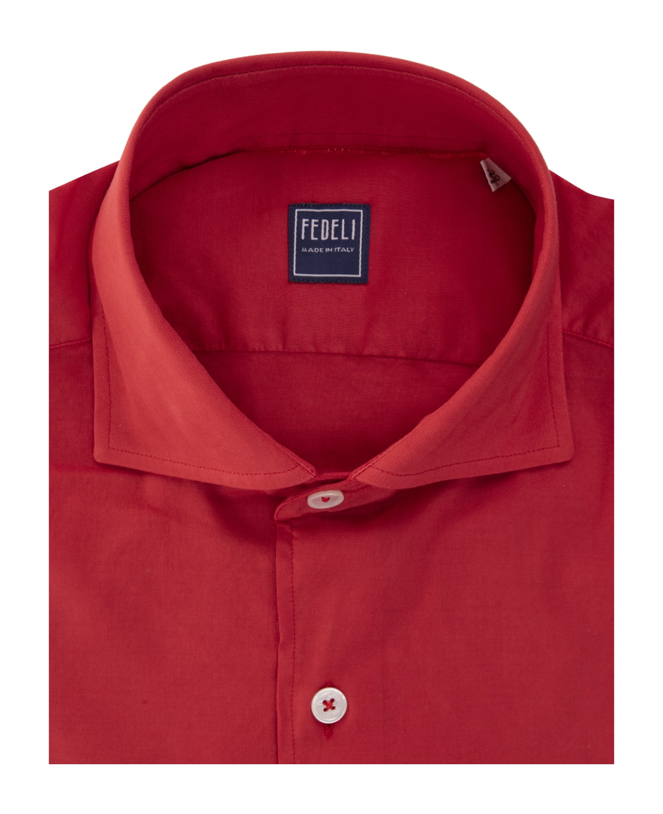 Fedeli Red Lightweight Cotton Shirt - Red