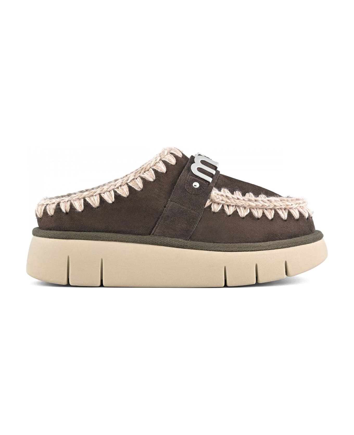 Mou Brown Double-face Sheepskin Bounce Clog - Brown