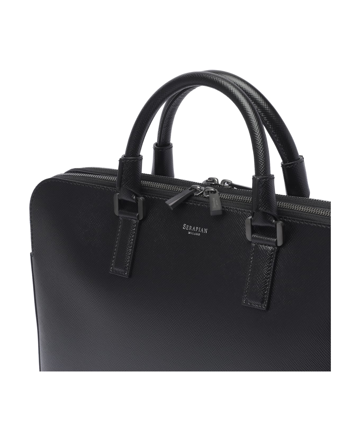 Serapian Business Bag Slim Double Zip - Black