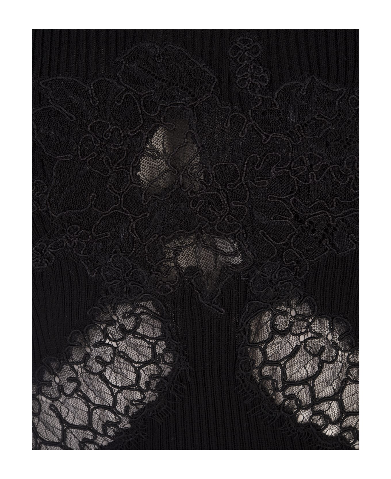 Ermanno Scervino Black Sweater With Lace And Boat Neckline - Black ニットウェア