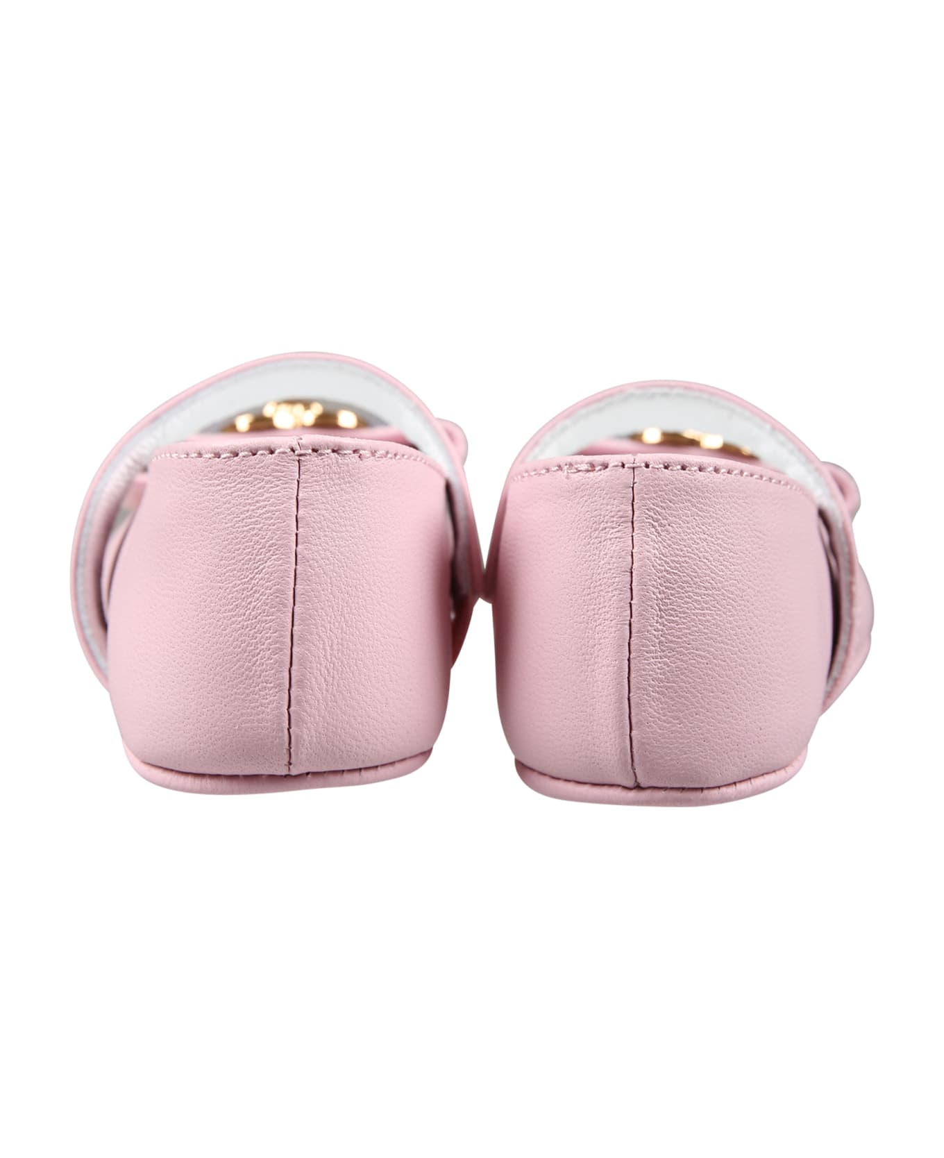 Versace Pink Ballet Flats For Baby Girl With Heart And Medusa - Pink