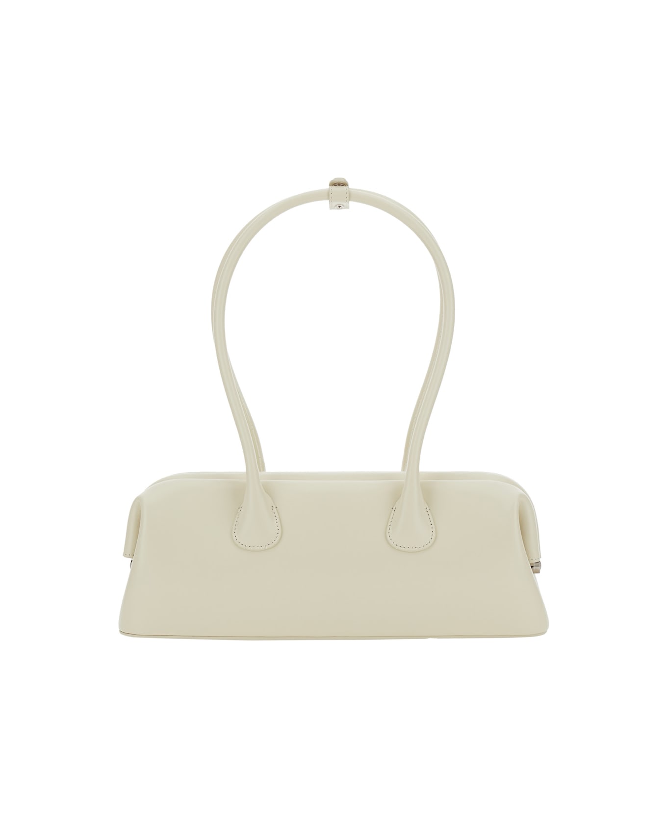 OSOI 
boat
 White Shoulder Bag With Round Handles And Lettering Logo On The Front In Leather Woman - White