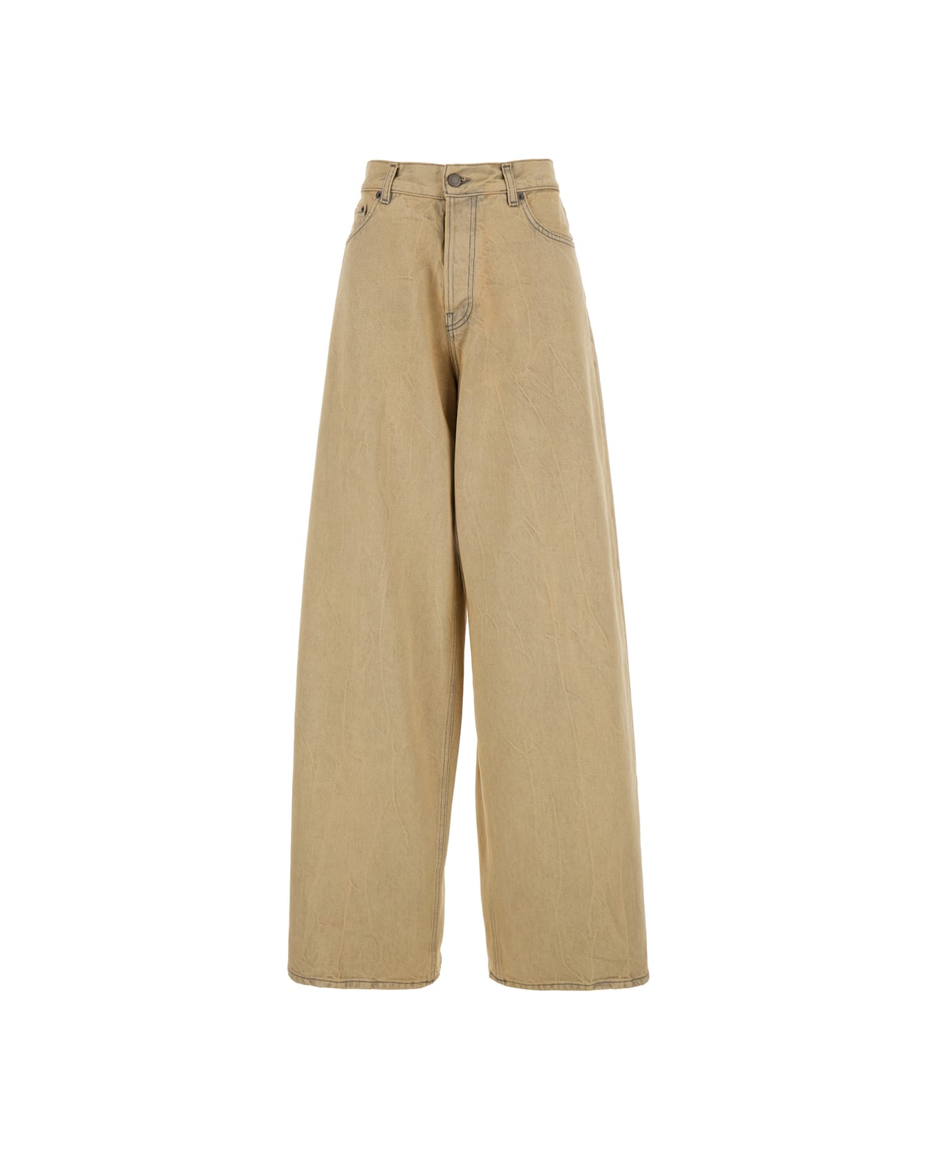 Haikure Beige Five-pocket Jeans With Patch Logo On The Back In Cotton Woman - Beige