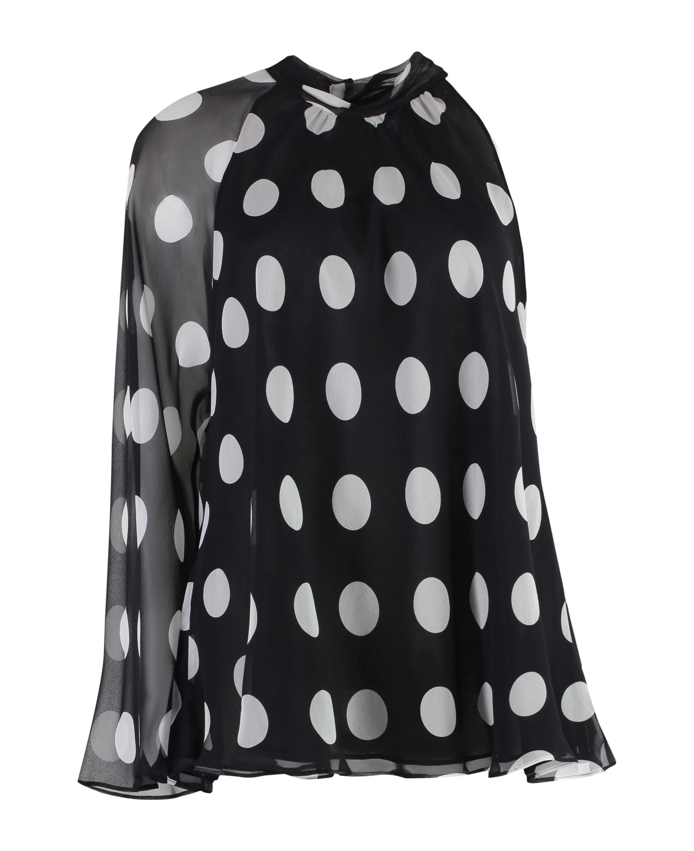 Max Mara Studio Carella Polka-dot Silk Blouse - black