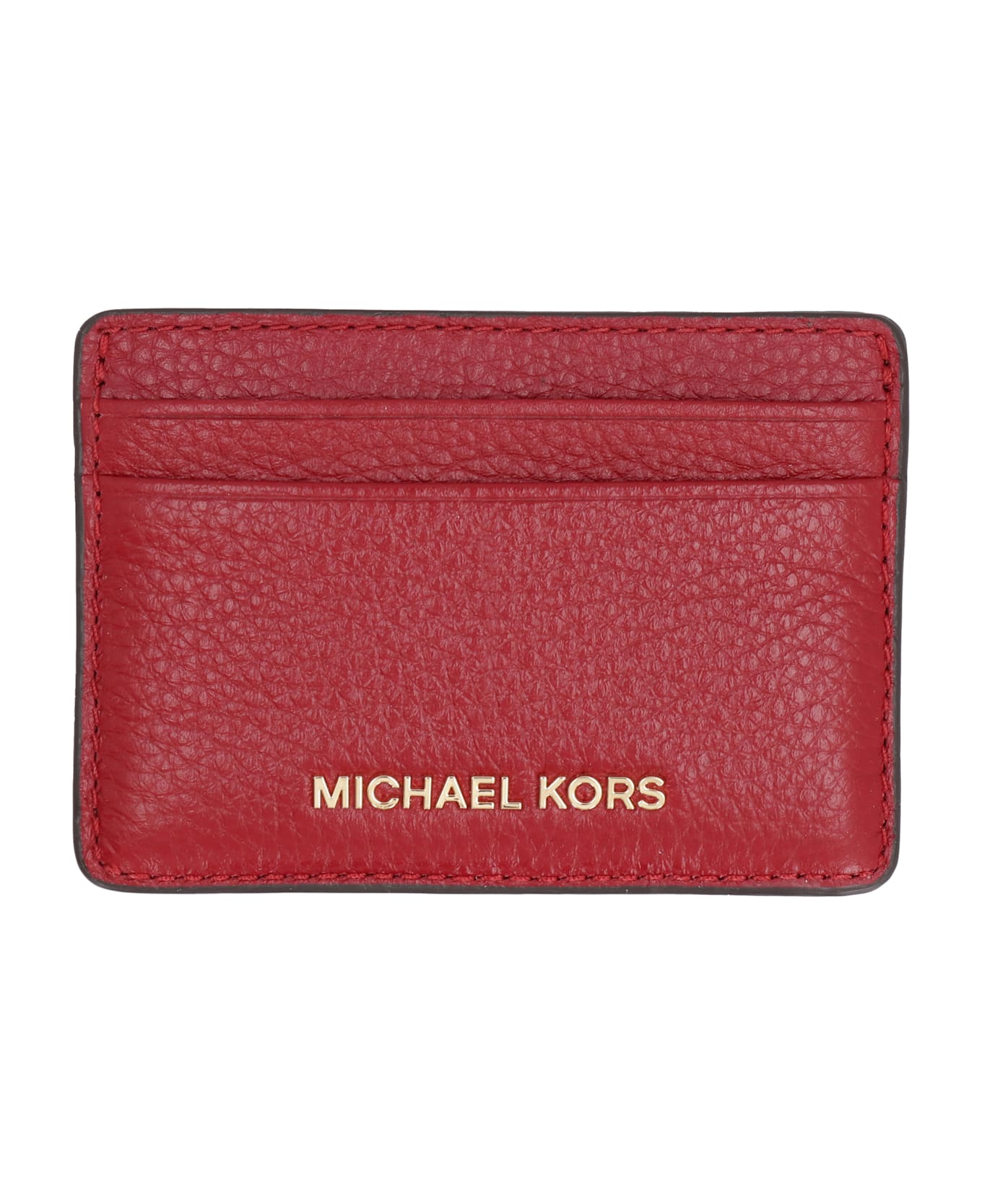 MICHAEL Michael Kors Logo Detail Leather Card Holder - Burgundy