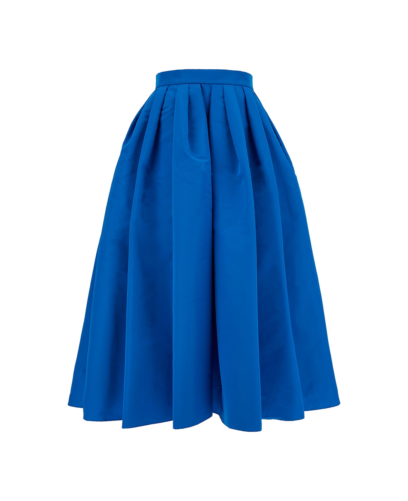 Alexander McQueen Midi Skirt With Matching Waistband In Pleated Fabric - Blu スカート