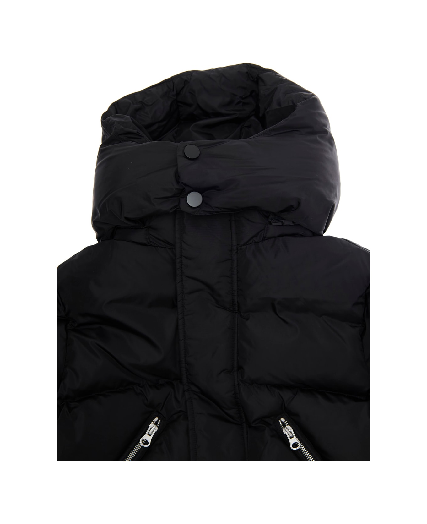 MM6 Maison Margiela Black Jacket With Hood And Front Zip Pockets In Tech Fabric Boy - Black