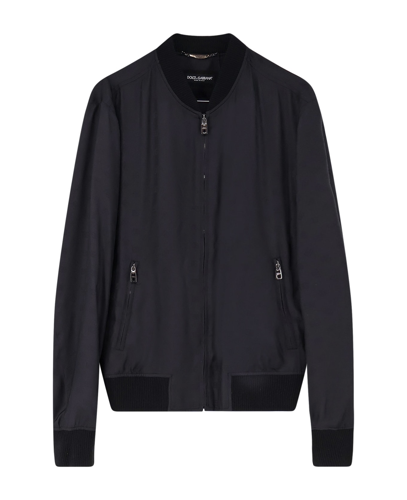 Dolce 
Gabbana Silk Jacket With All-over Dg Print - Black