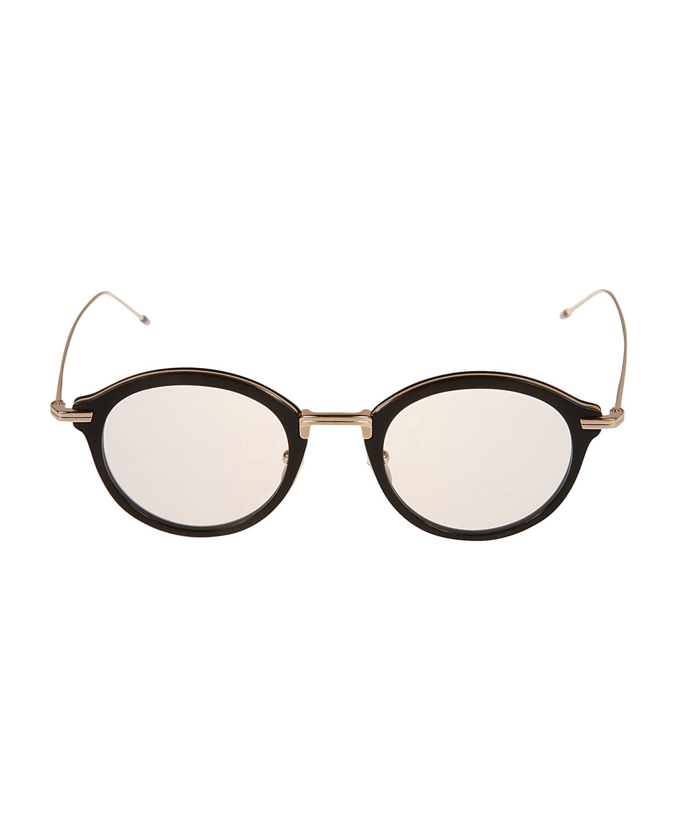 Thom Browne Oval Glasses - black   white gold