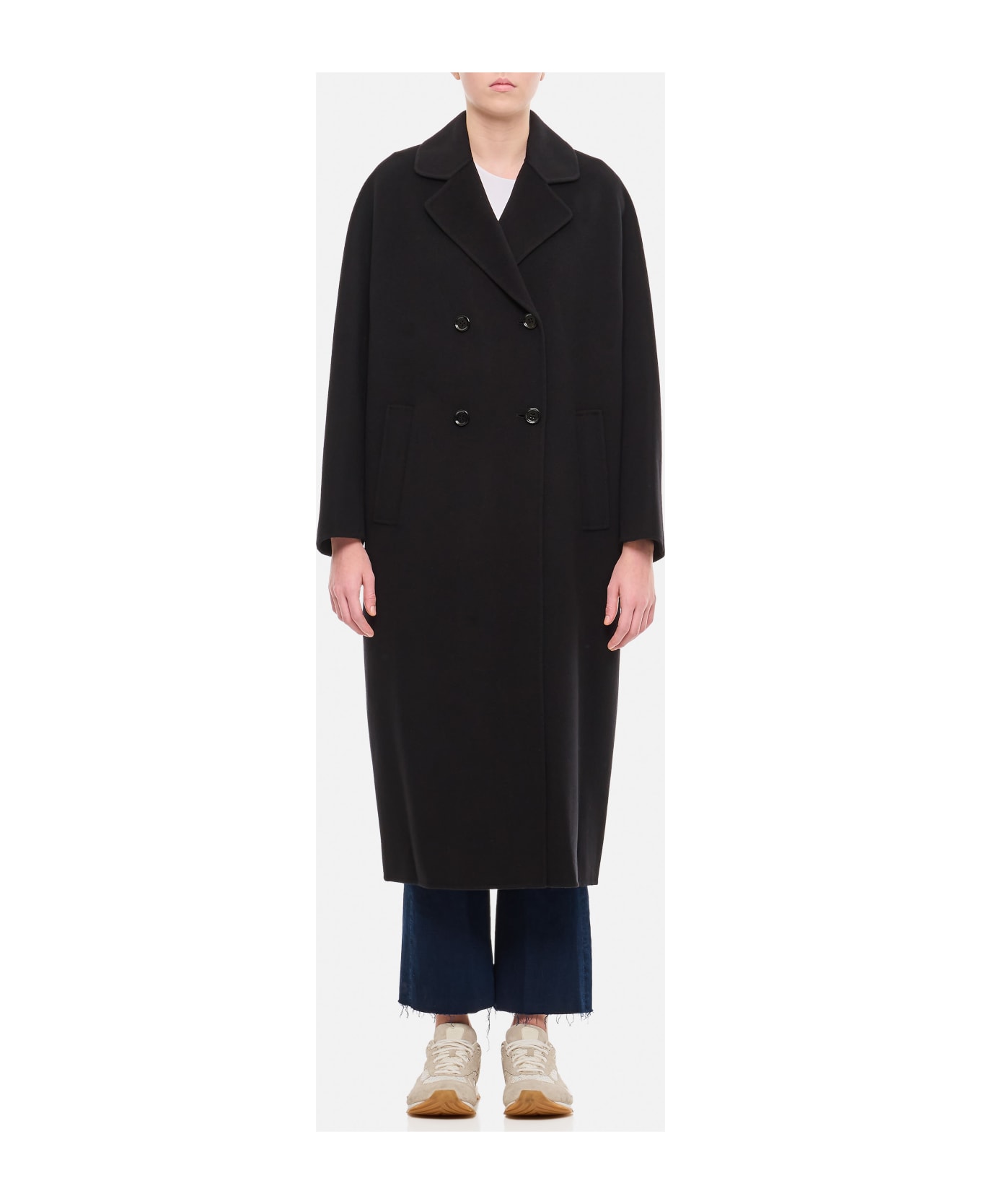 'S Max Mara Capi Double Breasted Oversize Coat - Black