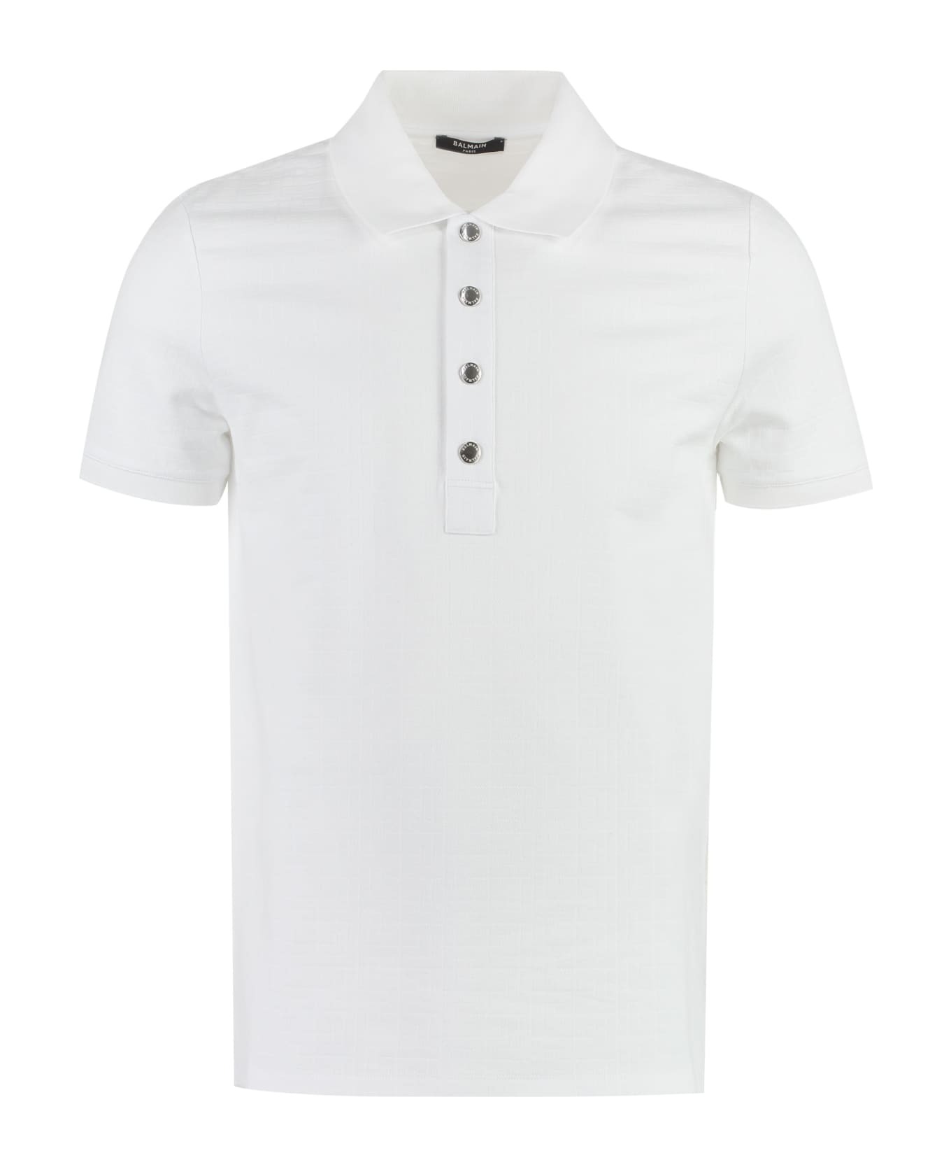 Balmain Knitted Cotton Polo Shirt - White