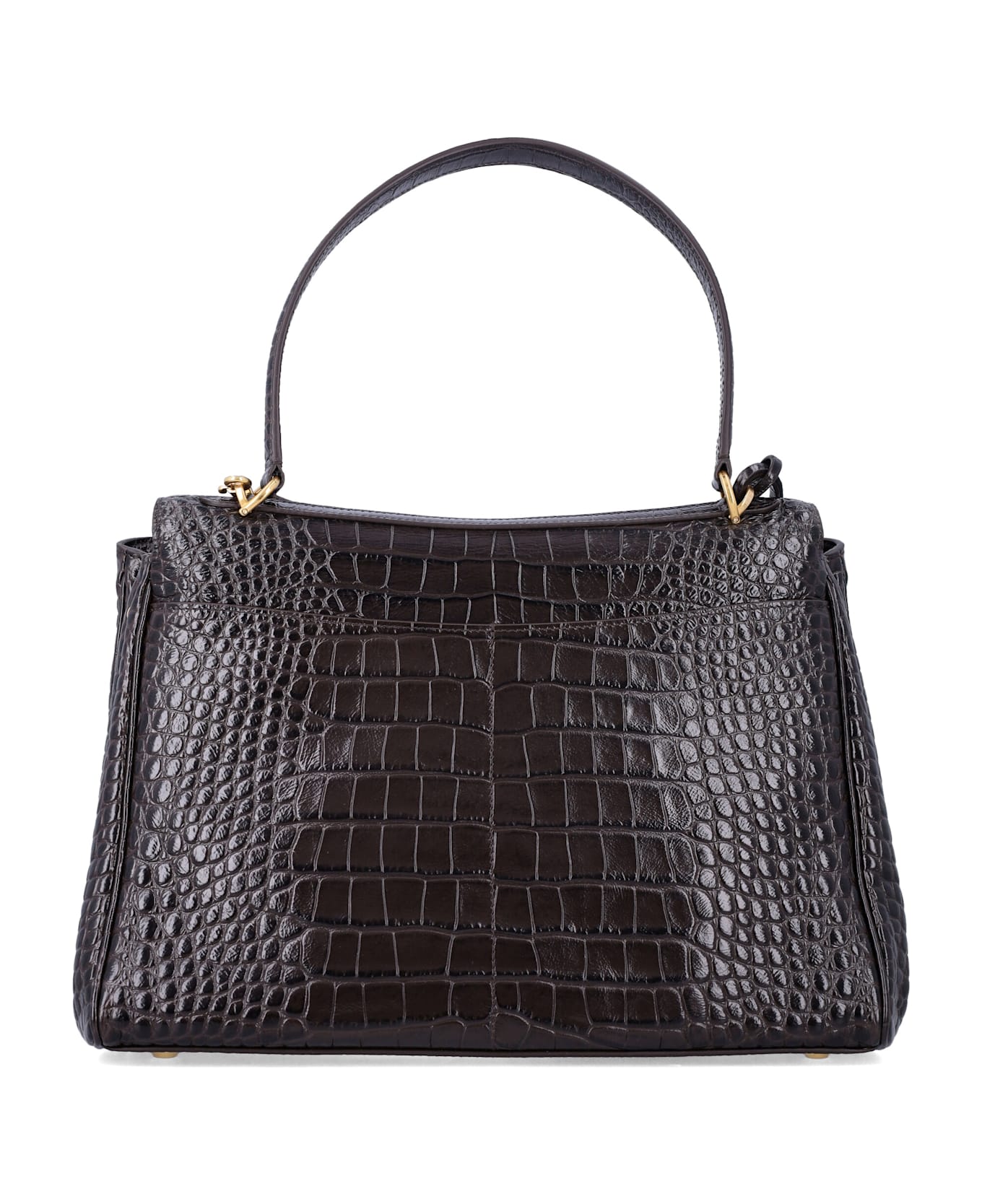 Balenciaga Rodeo Handbag In Crocodile-embossed Leather
