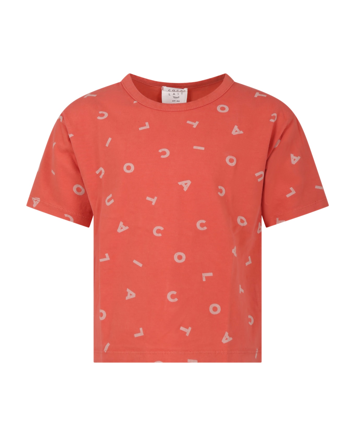 Coco Au Lait Red T-shirt For Kids With Logo - Red
